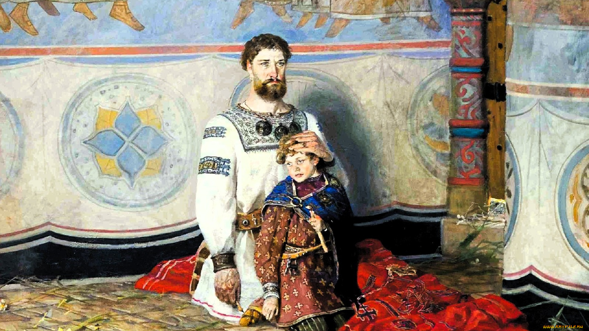 рисованное, павел, рыженко, князь, мальчик, одежды, картины, полотна