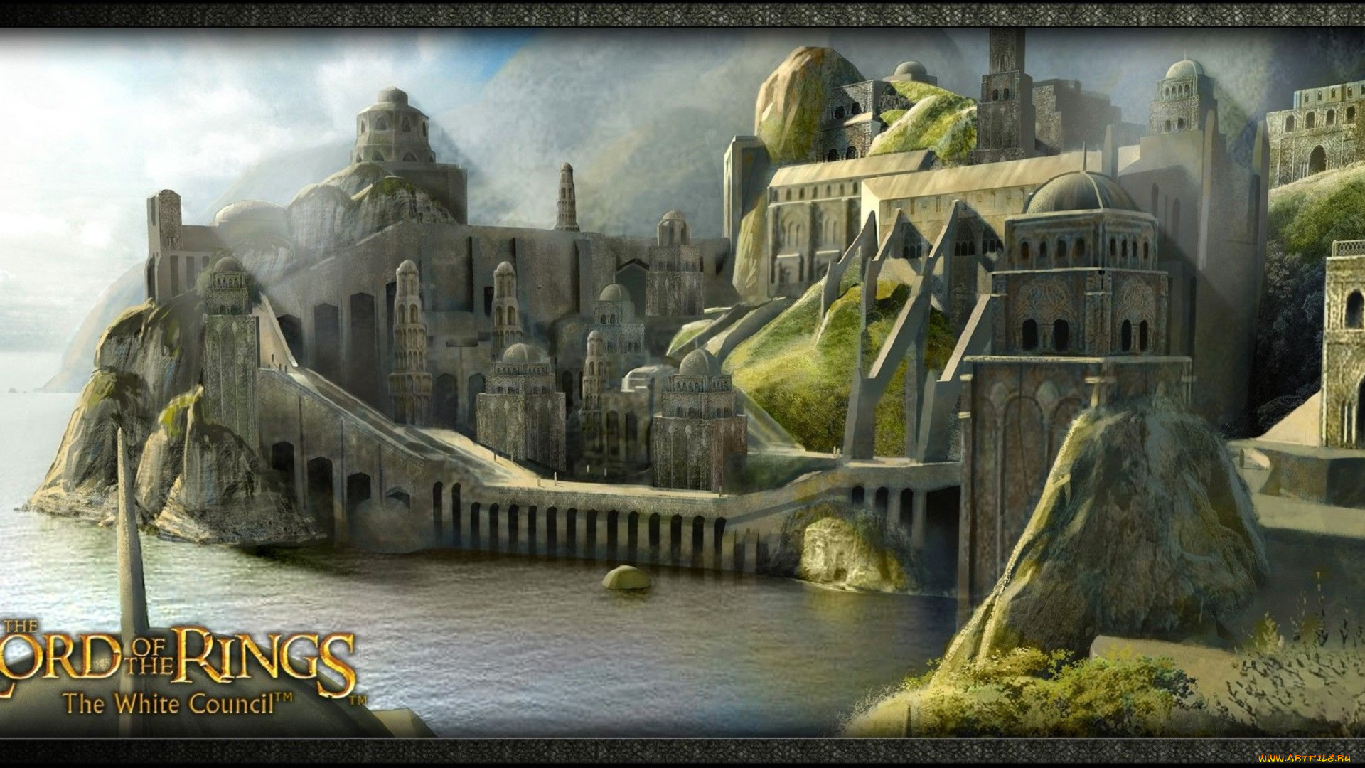 видео, игры, the, lord, of, the, rings, , the, white, council, город, крепость, море