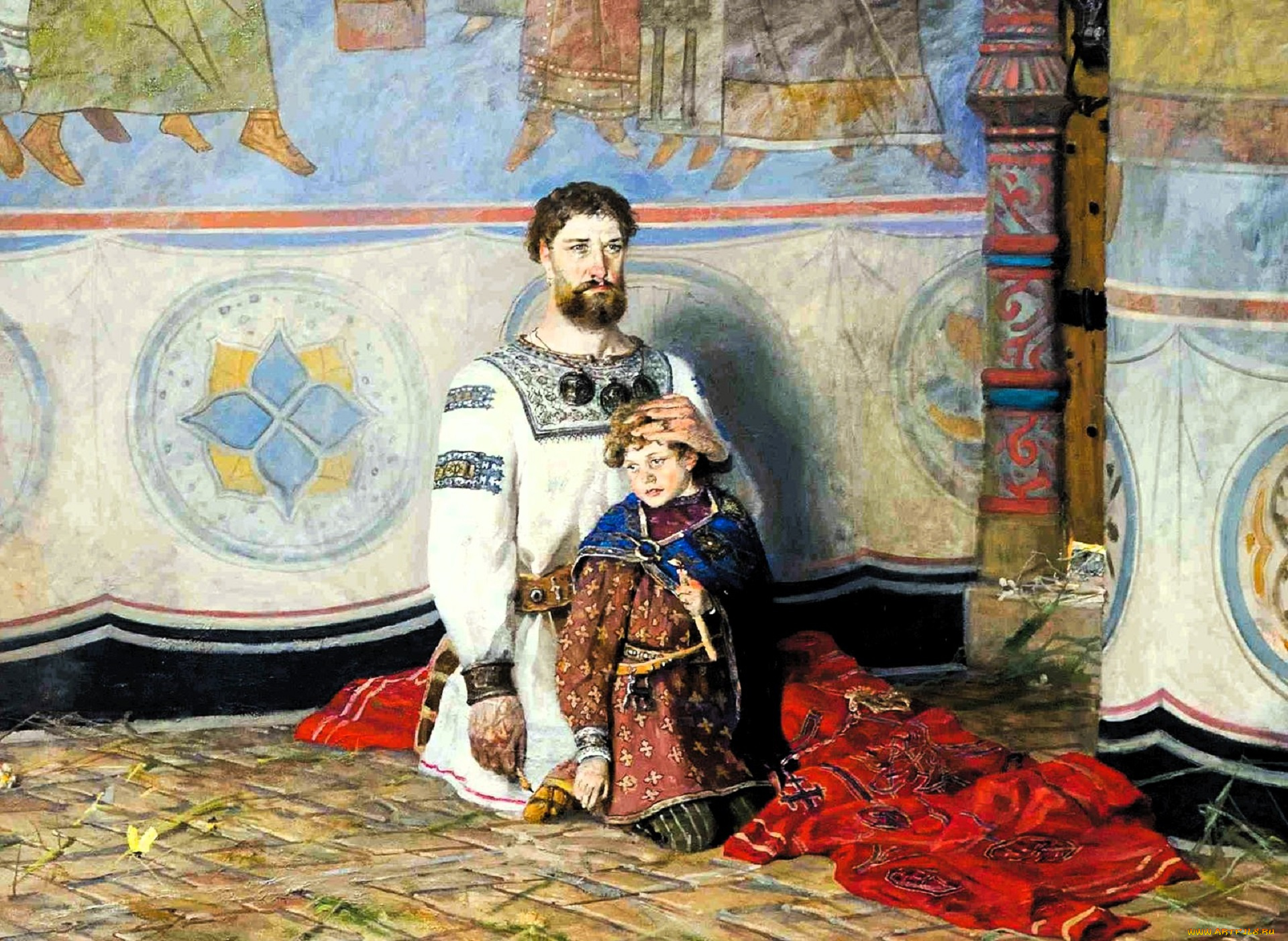 рисованное, павел, рыженко, князь, мальчик, одежды, картины, полотна