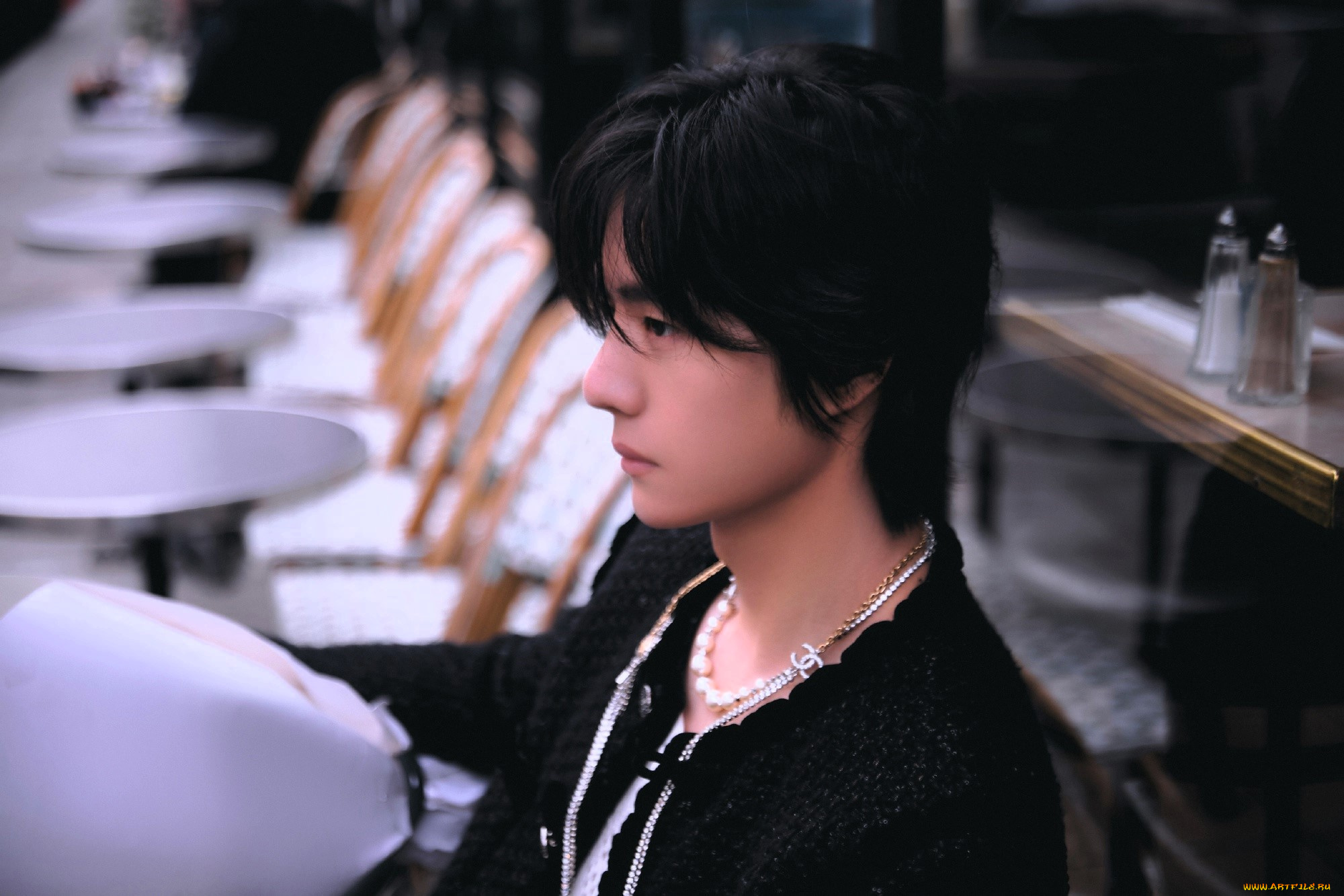 мужчины, wang, yi, bo, актер, профиль, украшения, пиджак, стулья, столы