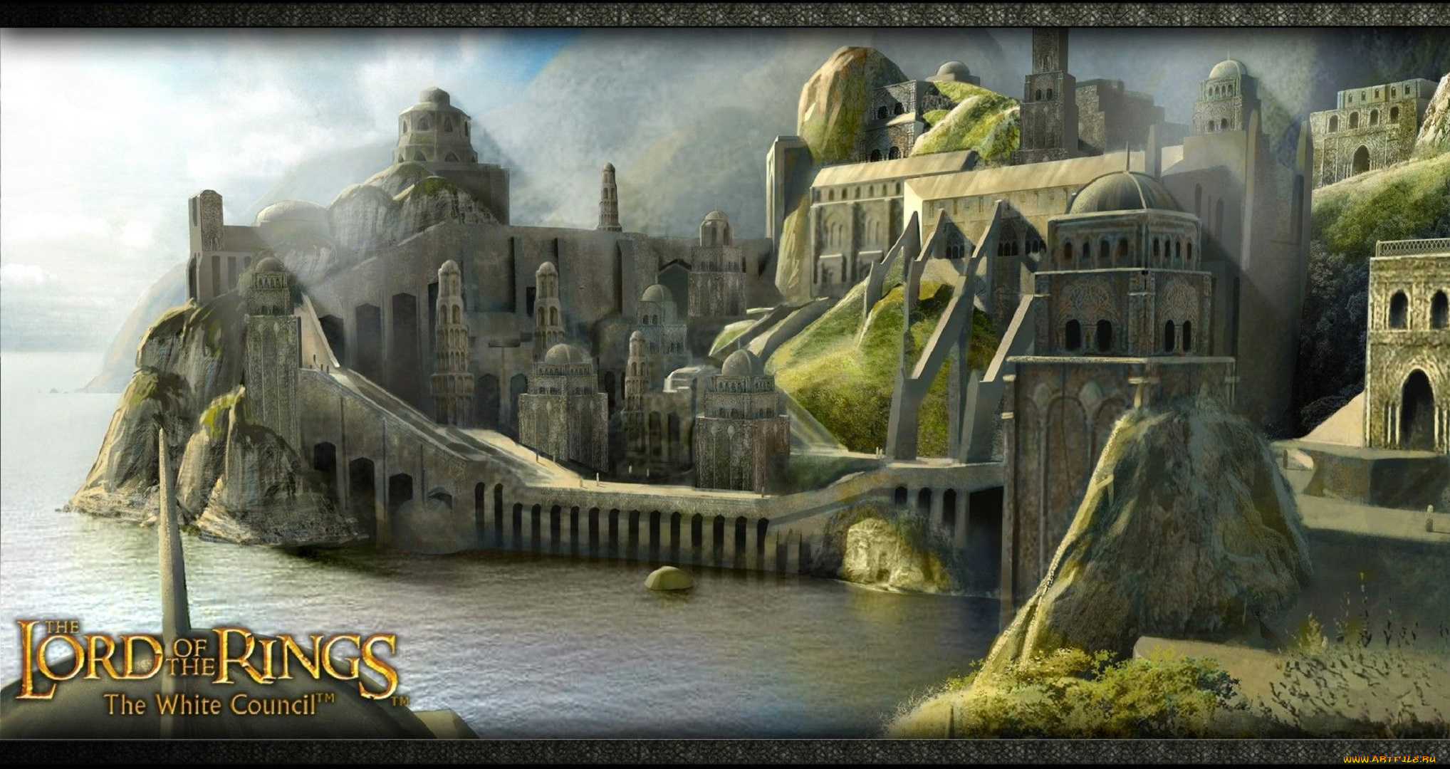 видео, игры, the, lord, of, the, rings, , the, white, council, город, крепость, море