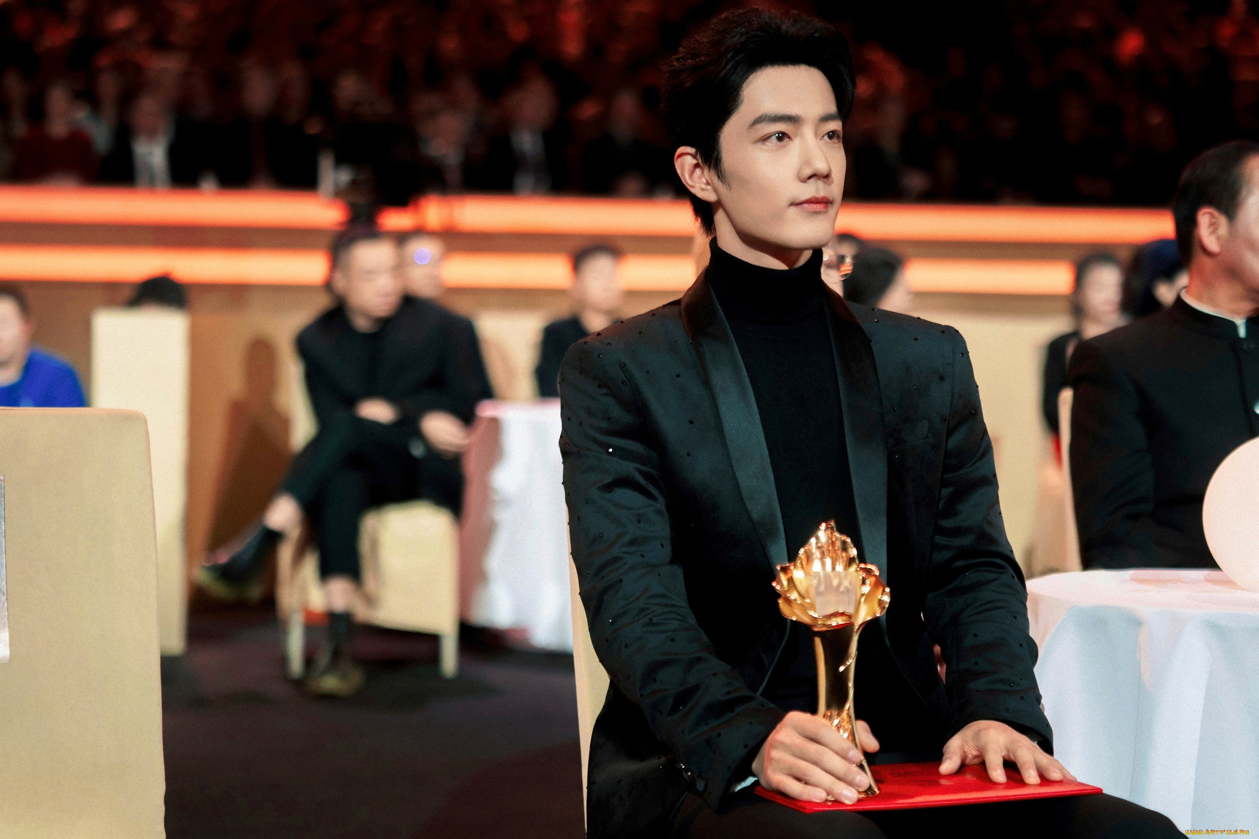 мужчины, xiao, zhan, актер, пиджак, награда, зал, люди