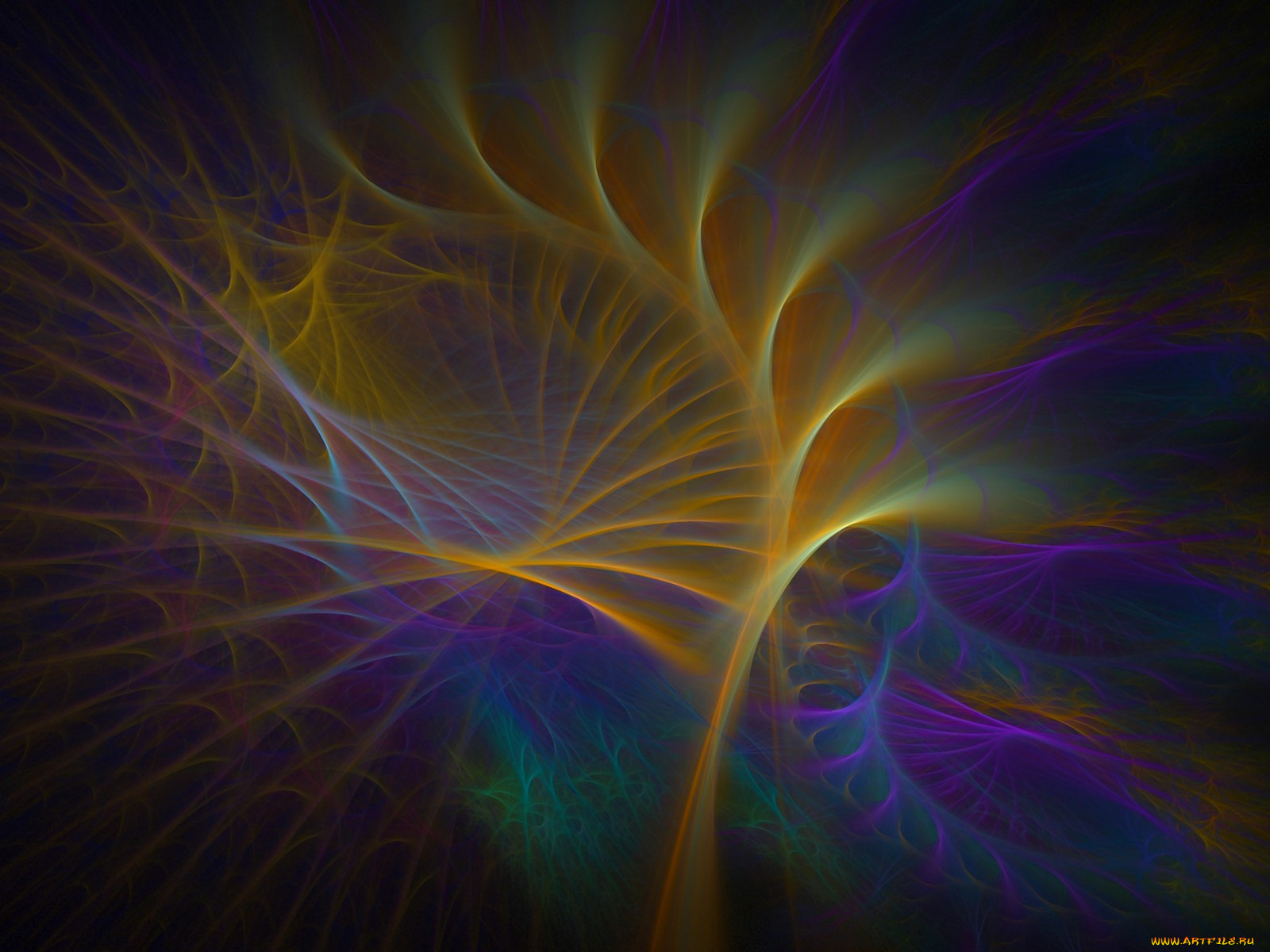 3д, графика, fractal, фракталы, тёмный, фрактал, цвета, узор