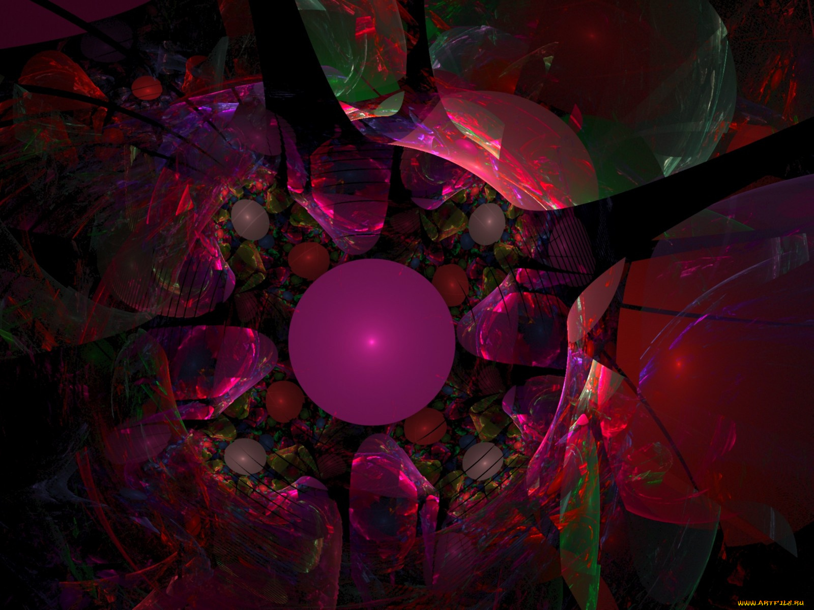 3д, графика, fractal, фракталы, тёмный, фрактал, цвета, узор