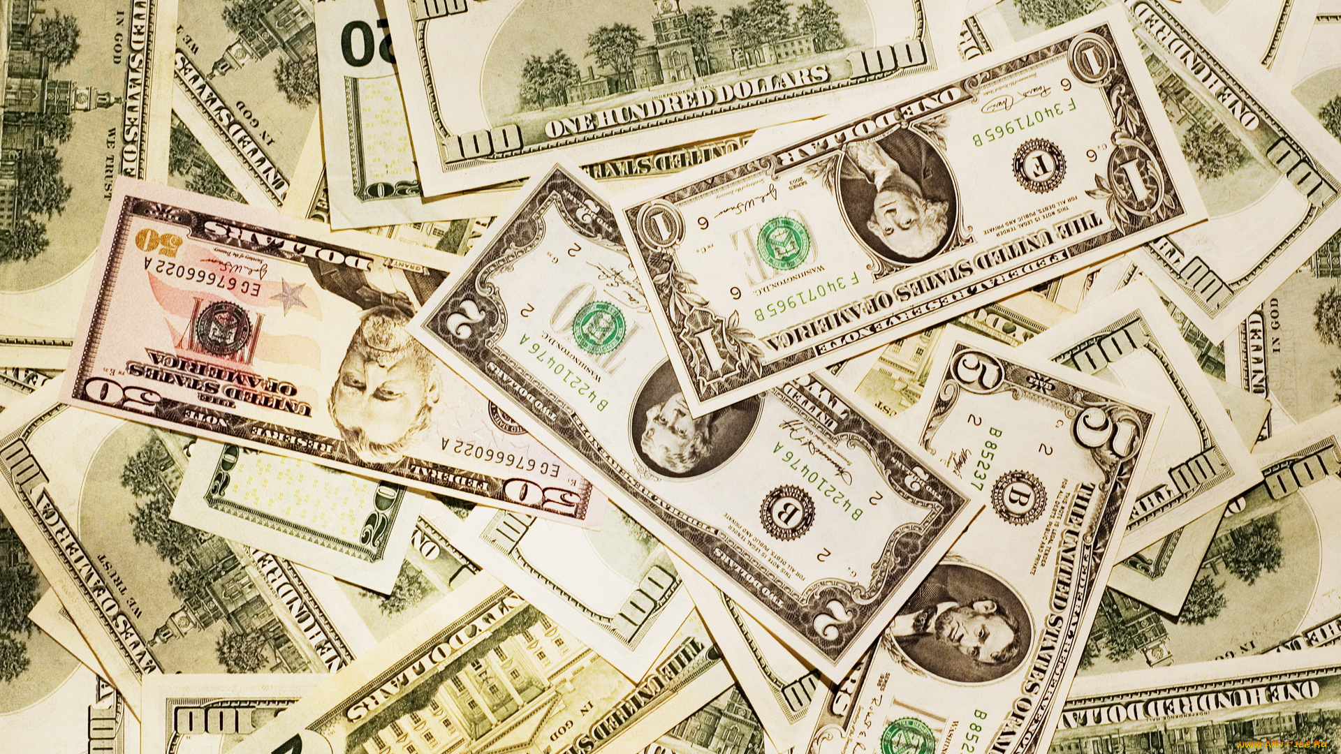 разное, золото, купюры, монеты, доллары, валюта, банкноты