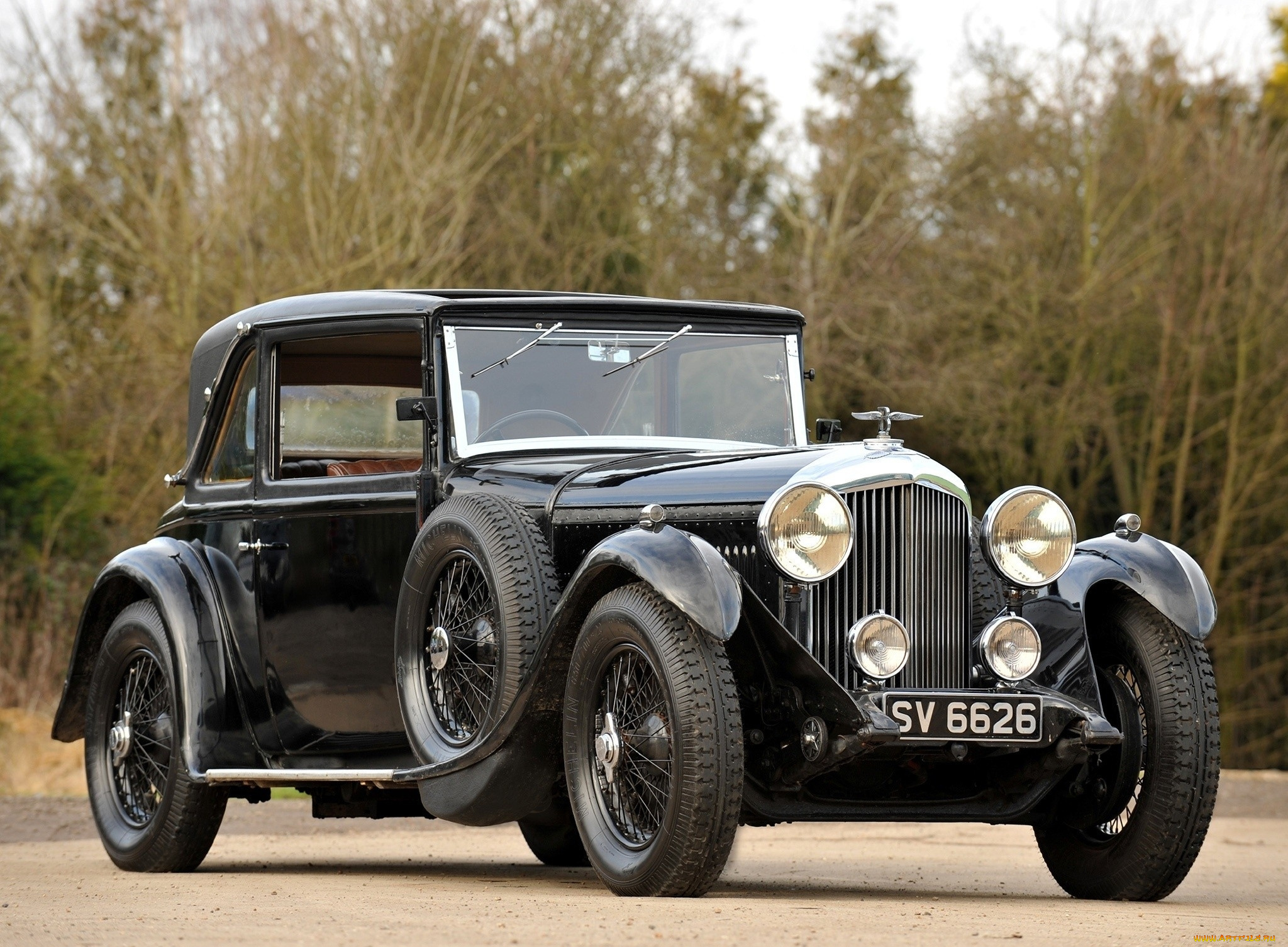 автомобили, классика, деревья, дорога, автомобиль