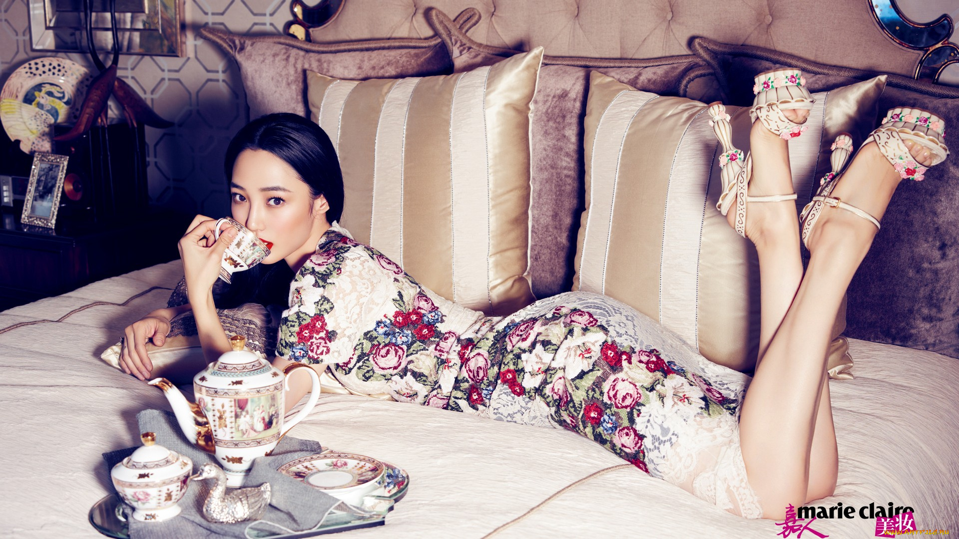 бренды, marie, claire, кровать, кофе