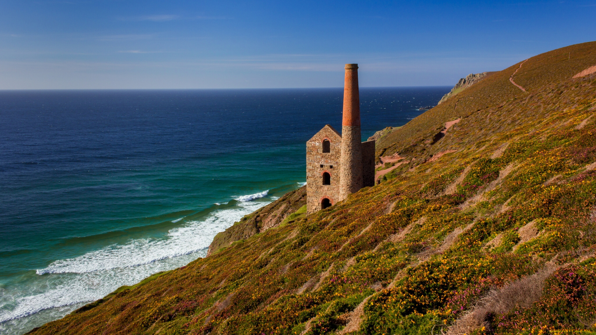 towanroath, shaft, engine, house, porthtowan, cornwall, england, природа, побережье, wheal, coates, celtic, sea, порттован, корнуолл, англия, кельтское, море