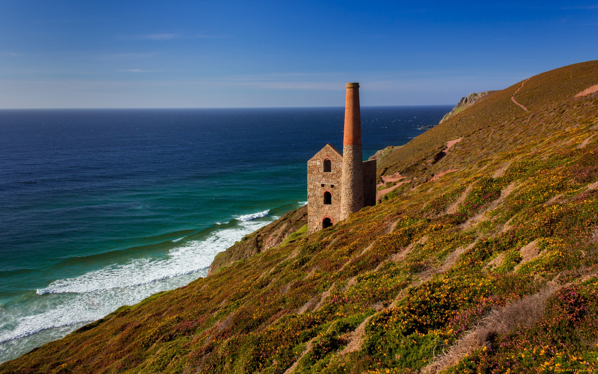 towanroath, shaft, engine, house, porthtowan, cornwall, england, природа, побережье, wheal, coates, celtic, sea, порттован, корнуолл, англия, кельтское, море