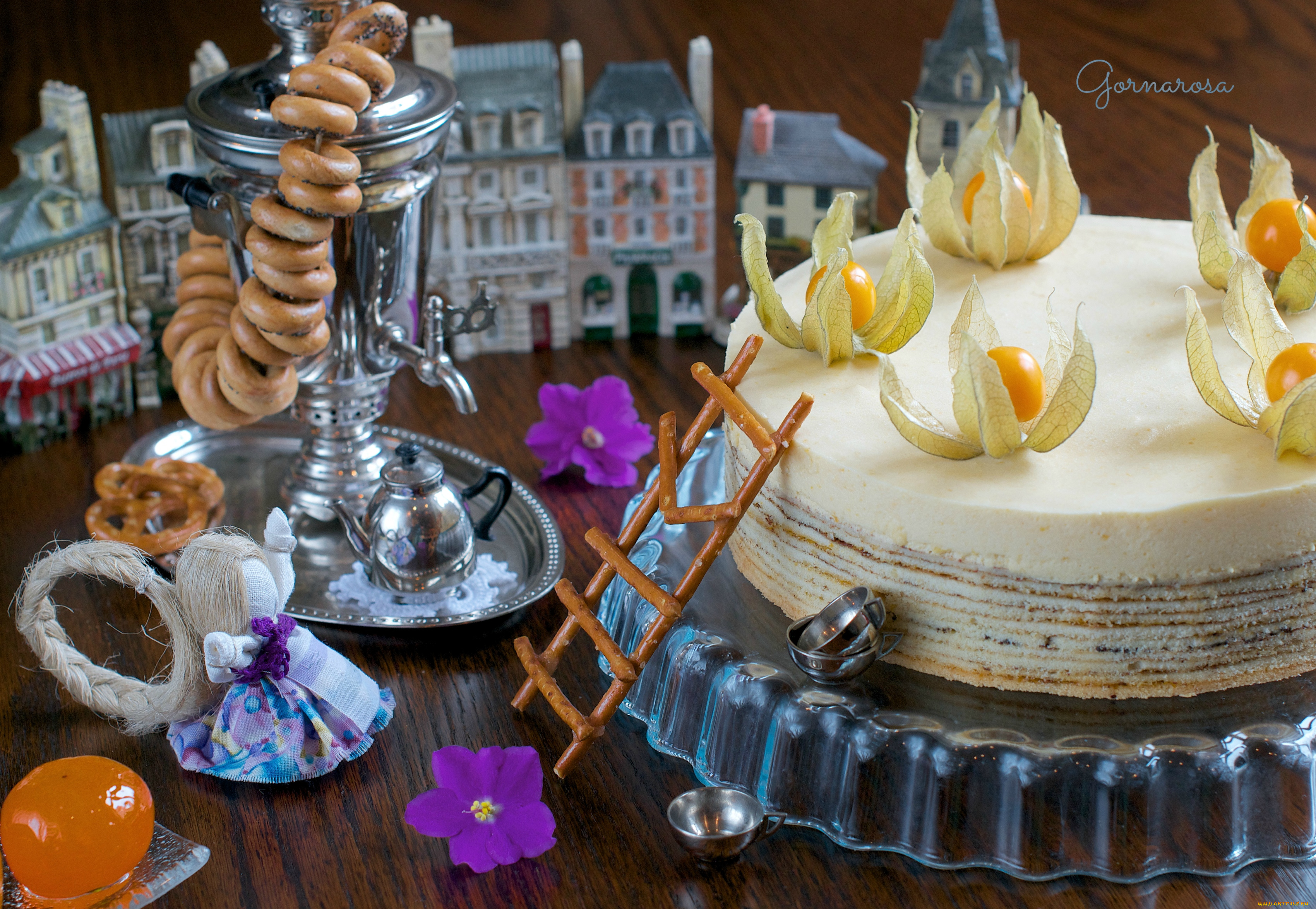 еда, торт, только, соломка, кукла, сушки, физалис