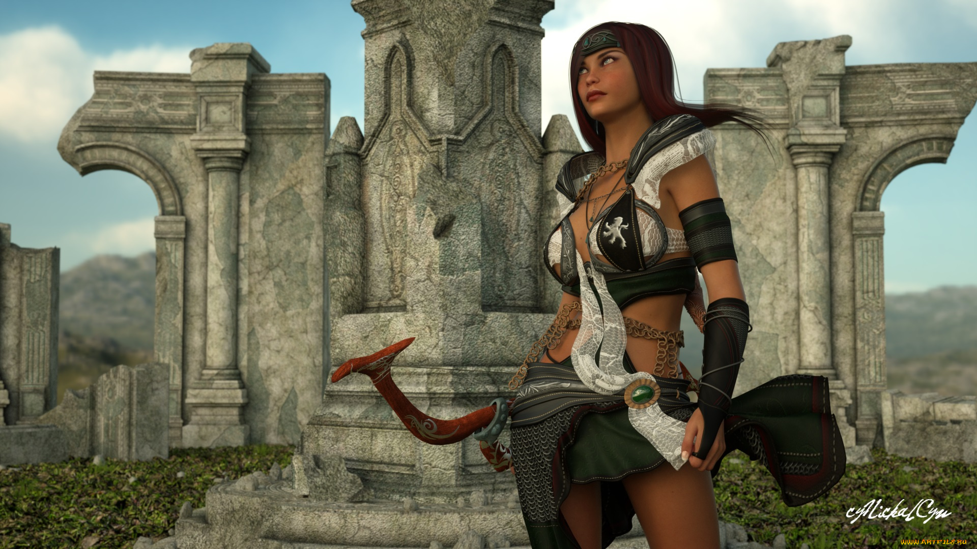 3д, графика, амазонки, , amazon, лук, взгляд, девушка