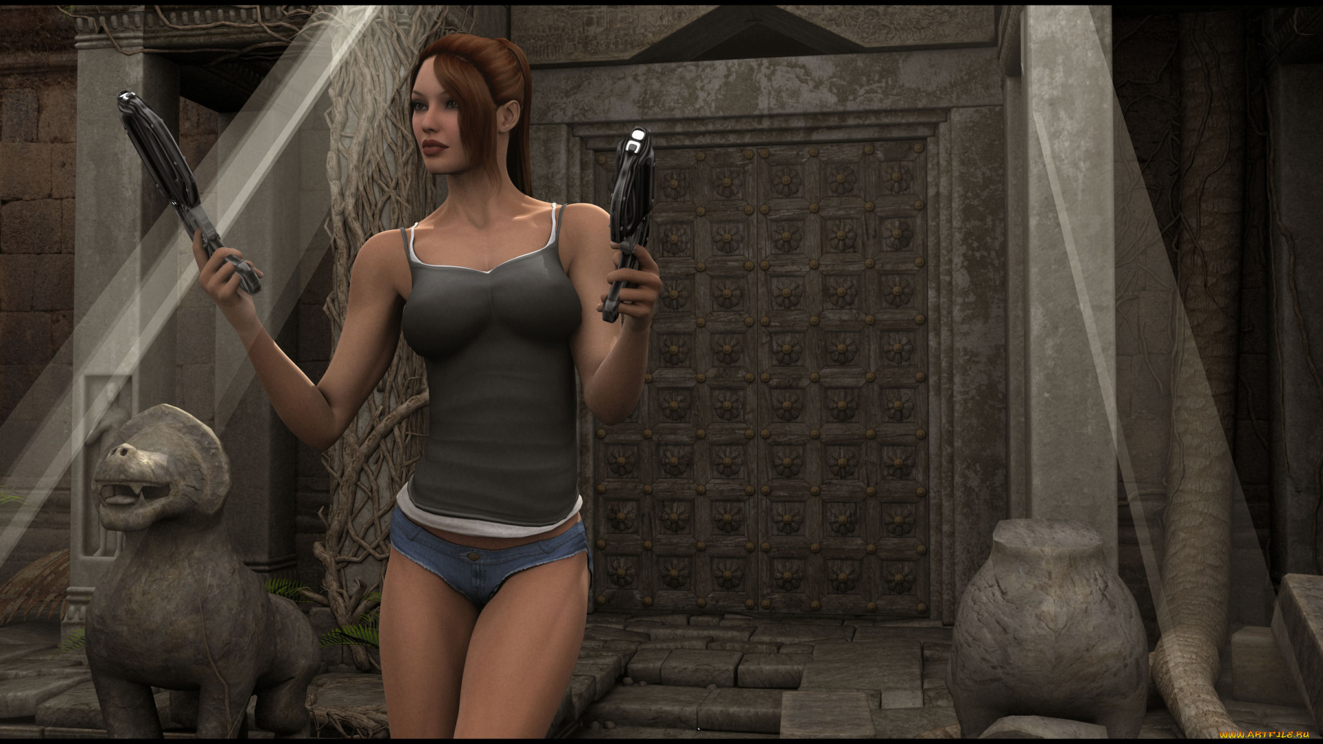 3д, графика, фантазия, , fantasy, оружие, девушка, взгляд