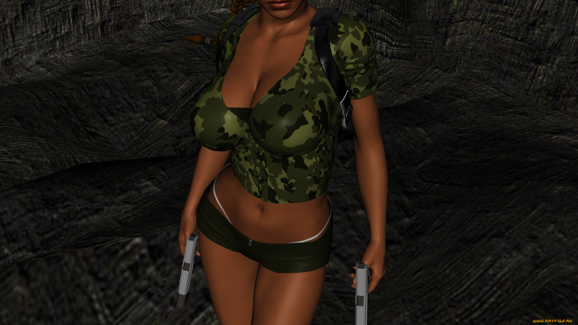 lara, 3д, графика, фантазия, , fantasy, оружие, фон, взгляд, девушка