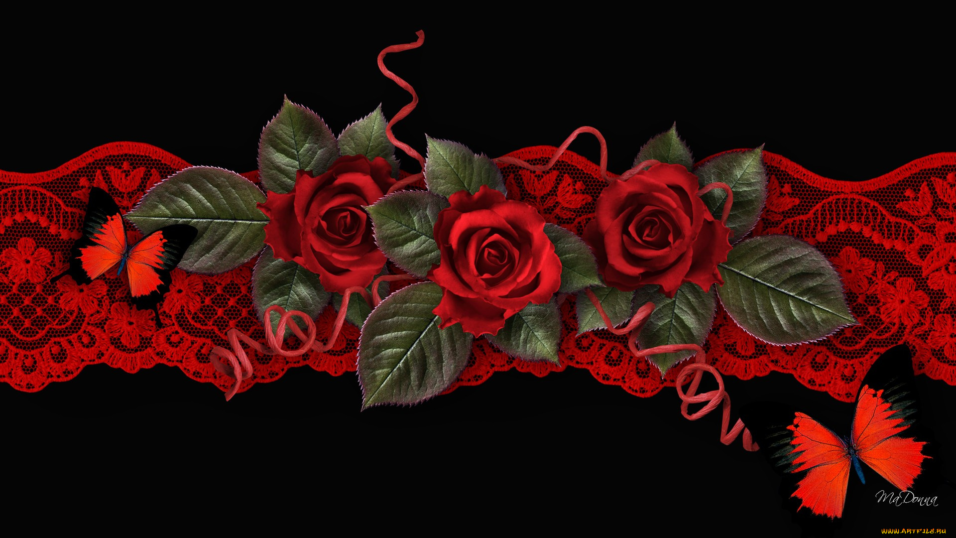 разное, компьютерный, дизайн, розы, бабочки