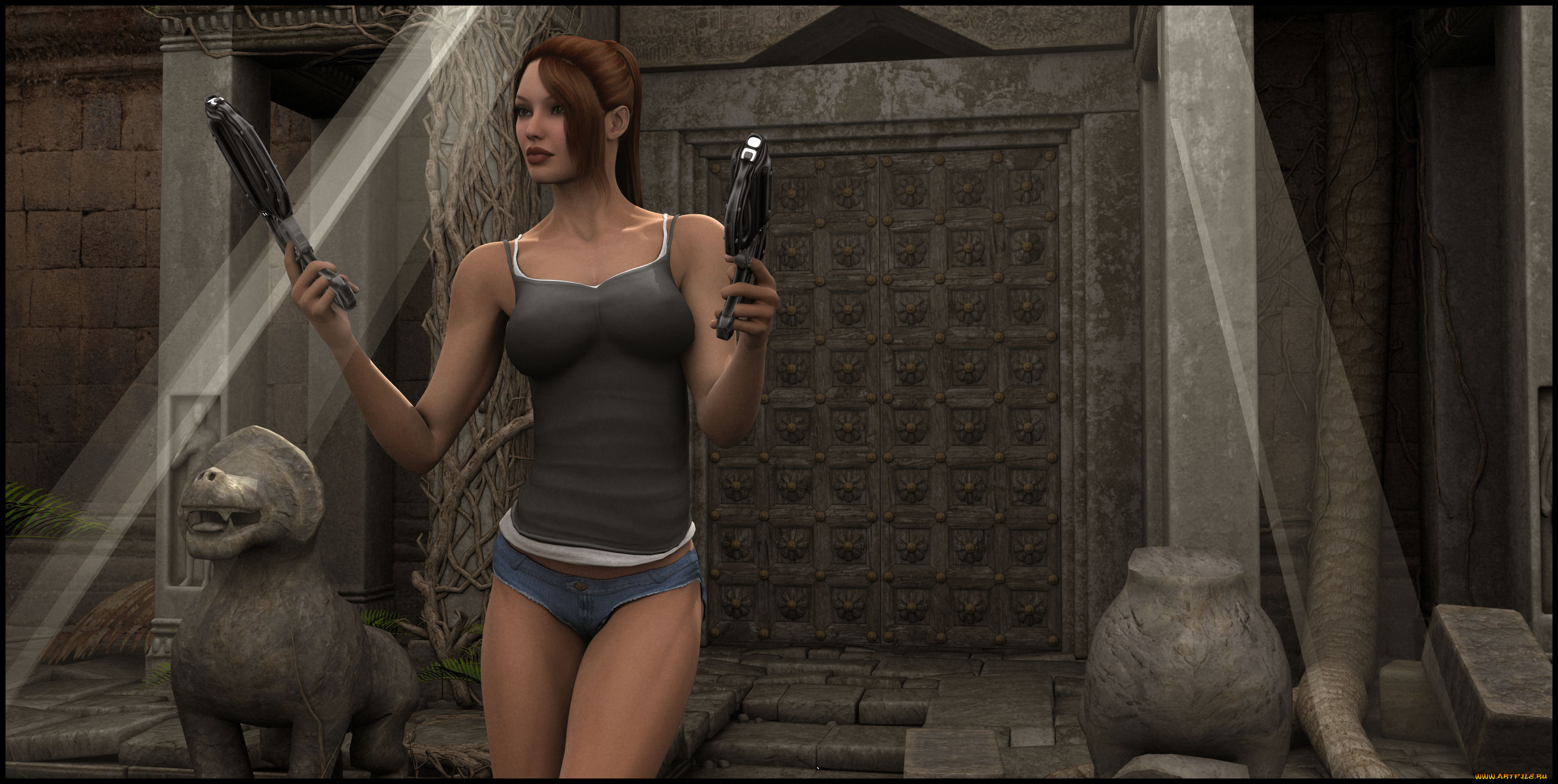 3д, графика, фантазия, , fantasy, оружие, девушка, взгляд