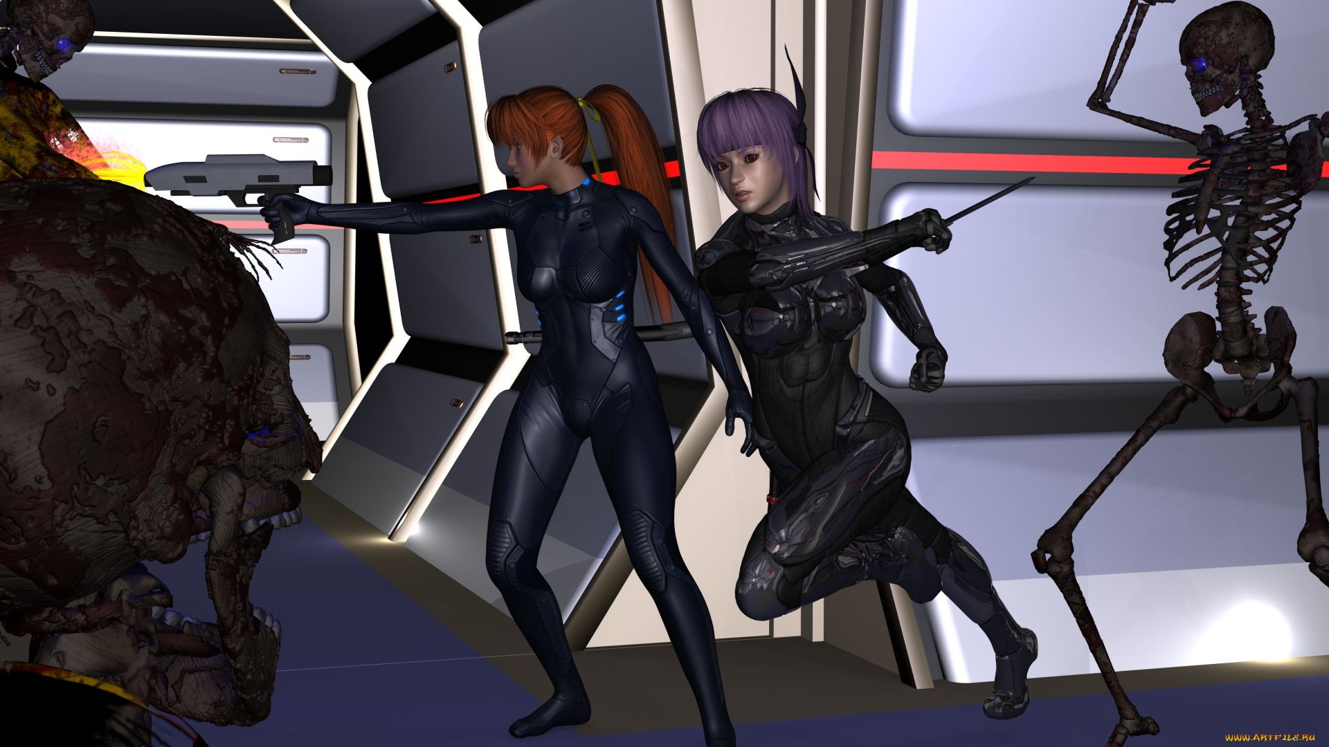 3д, графика, фантазия, , fantasy, оружие, фон, взгляд, девушки