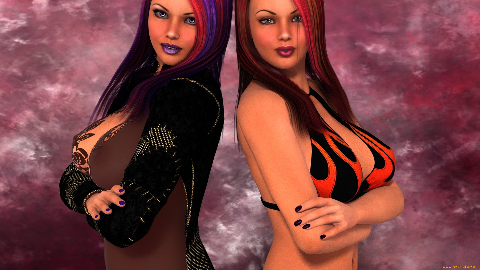 3д, графика, люди, , people, фон, взгляд, девушки