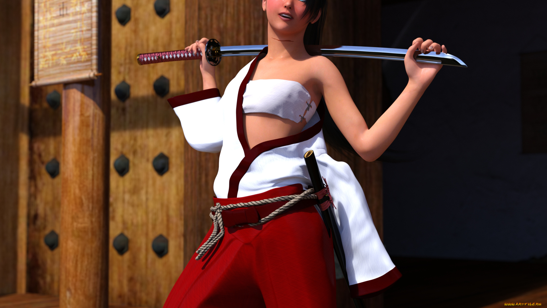 3д, графика, люди, , people, фон, взгляд, девушка, оружие