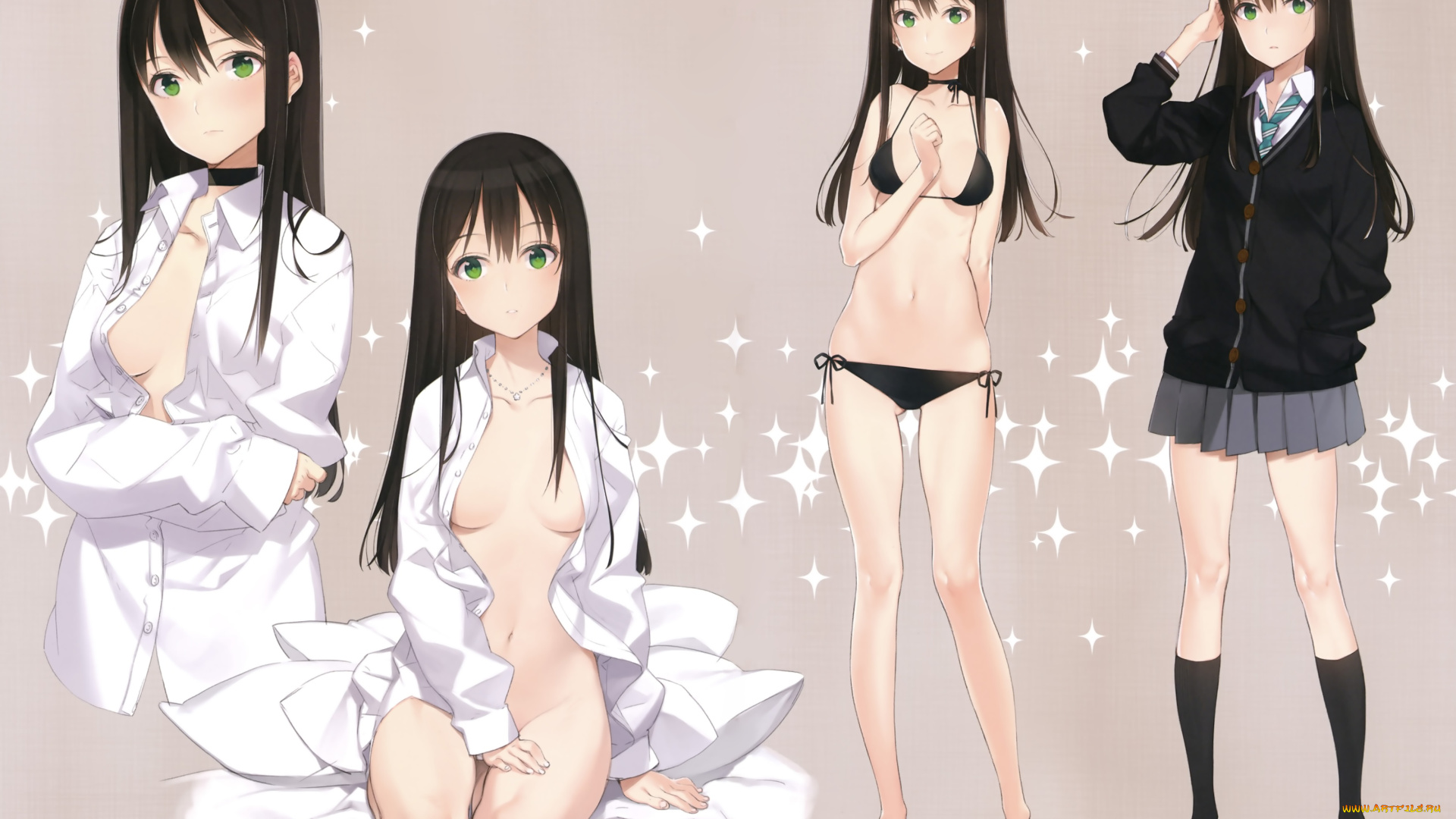 аниме, idolm@ster, bra, nopan, no, scan, ashito, bikini, breasts, cleavage, idolmaster, cinderella, girls, shirt, oyari, open, rin, skirt, swimsui, shibuya, seifuku