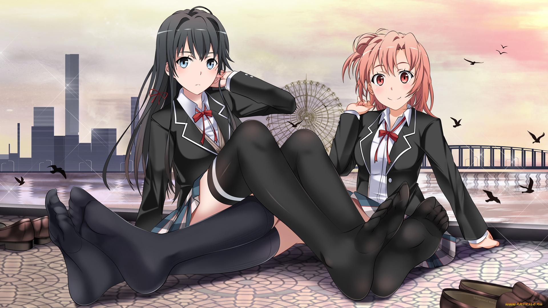 аниме, oregairu, арт, девушки, edogawakid, yukinoshita, yukino, yuigahama, yui, yahari, ore, no, seishun, love, come, wa, machigatteiru