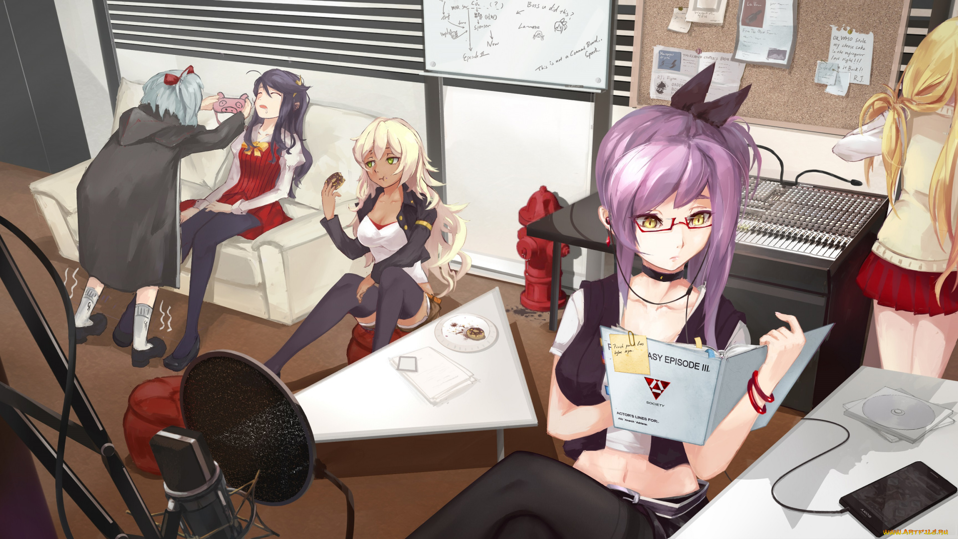 аниме, pixiv, fantasia, pixiv, fantasia, cz, арт, комната, девушки