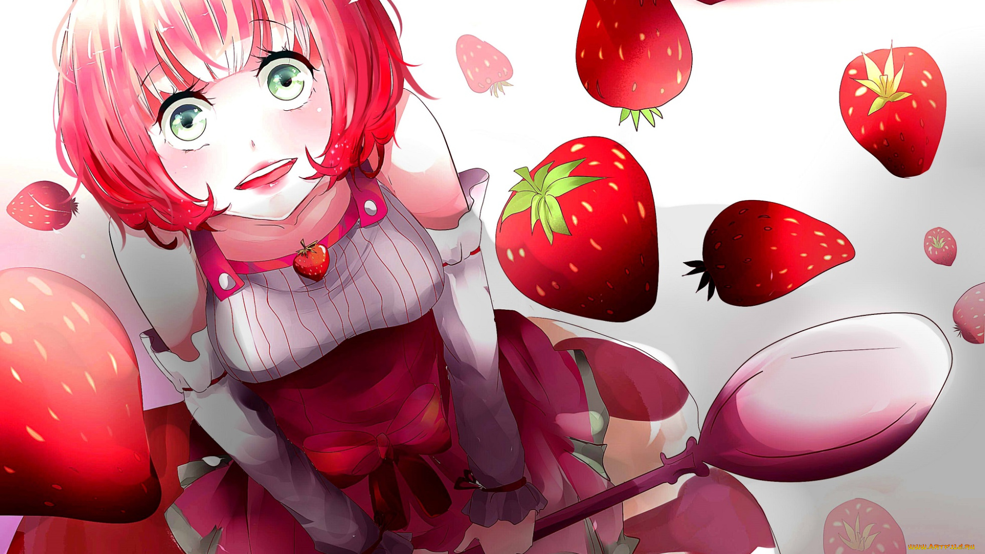 аниме, unknown, , другое, арт, клубника, девушка