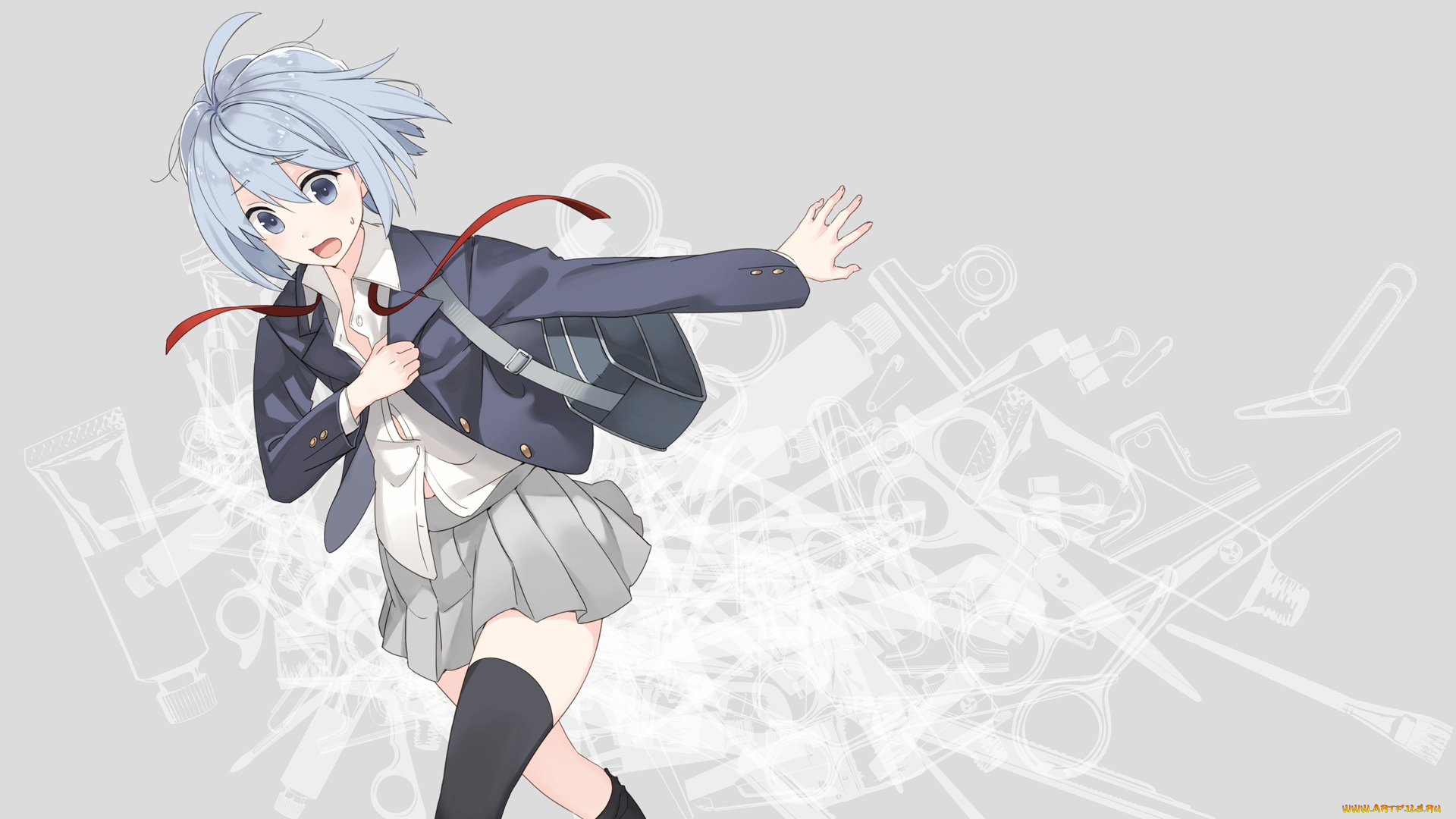 аниме, unknown, , другое, форма, девушка, фон, взгляд