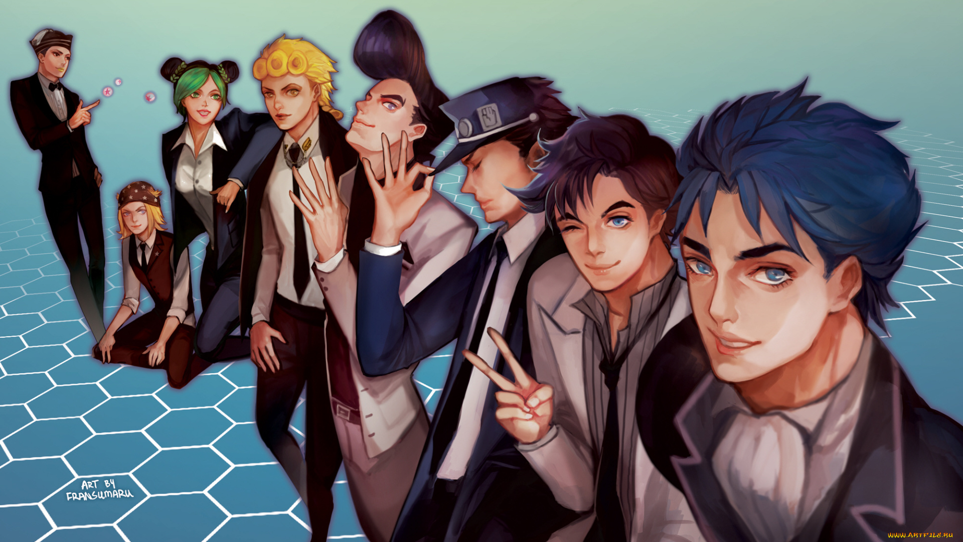 аниме, unknown, , другое, парни, арт, jojo's, bizarre, adventure, девушка