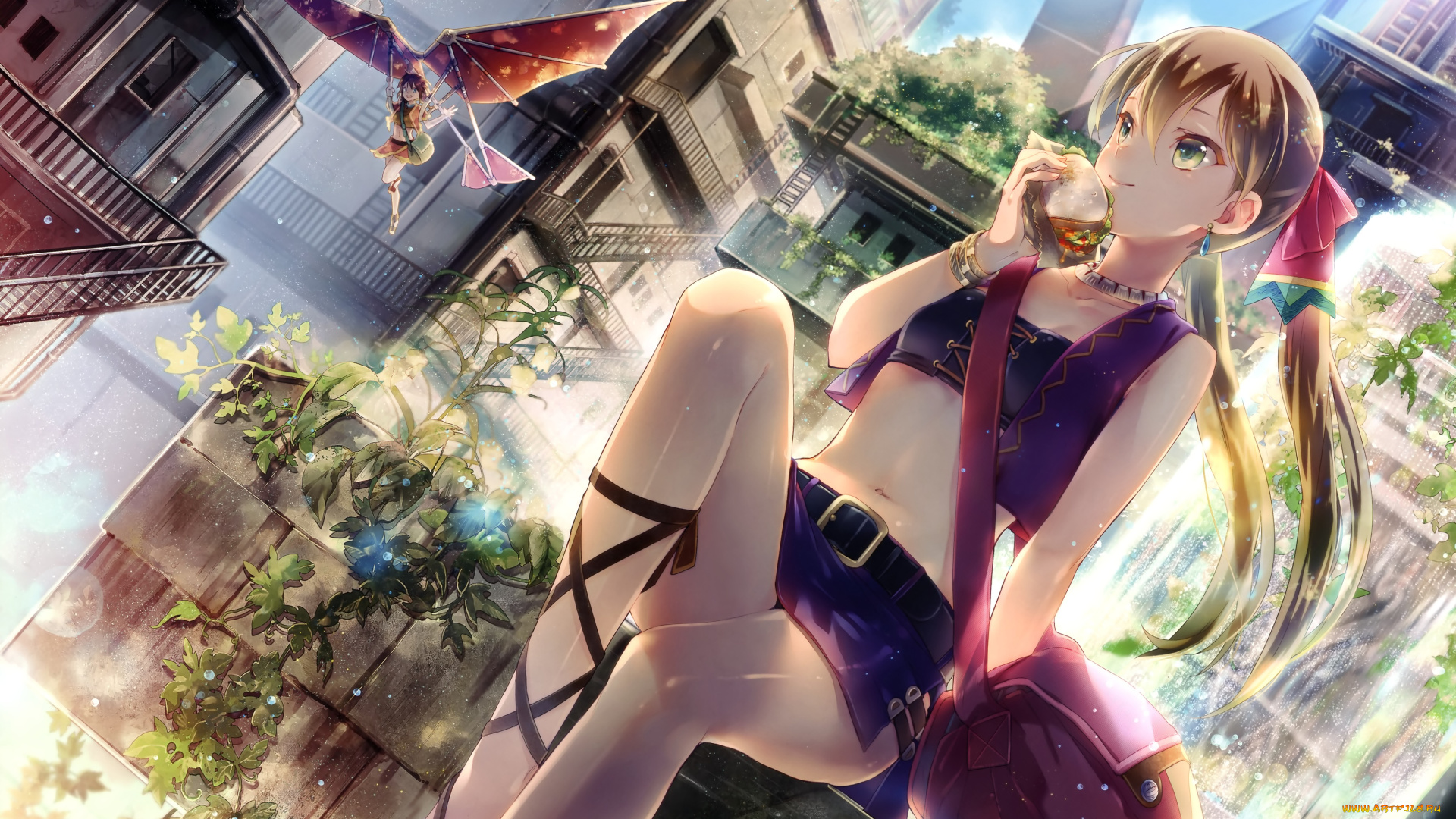 suisei, no, gargantia, аниме, бутерброд, город, девушки, арт, melty, miyuki, ruria, amy, suisei, no, gargantia