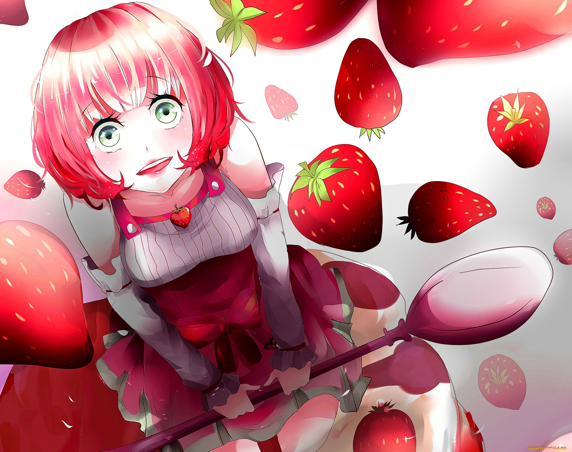 аниме, unknown, , другое, арт, клубника, девушка