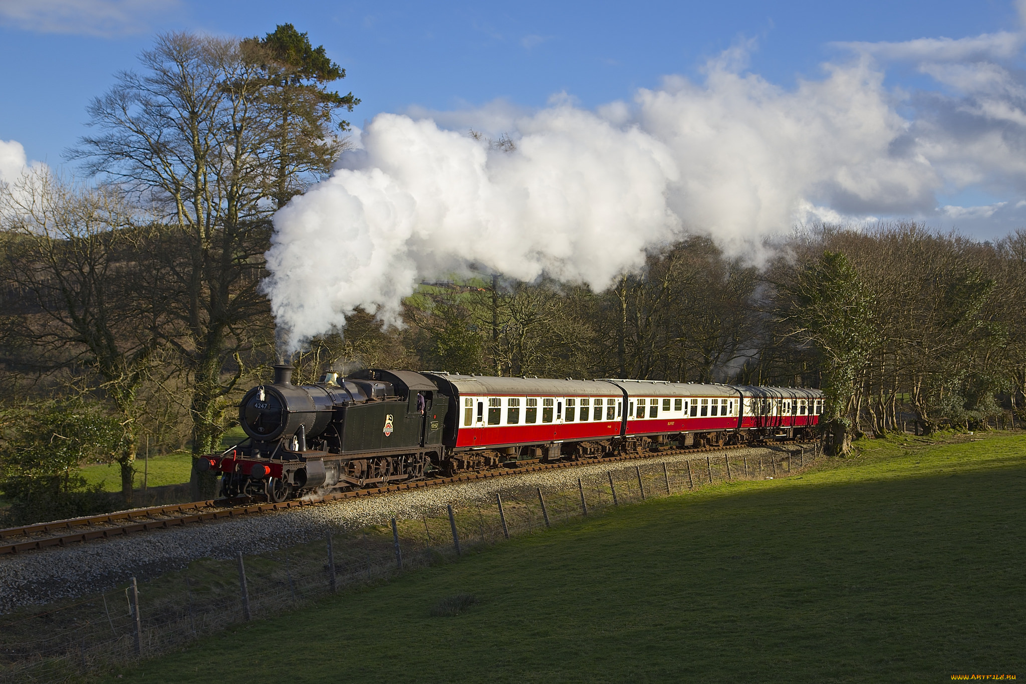 техника, паровозы, дорога, железная, паровоз, рельсы