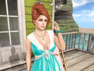 обоя 3д графика, люди , people, рыжая, фон, девушка, взгляд