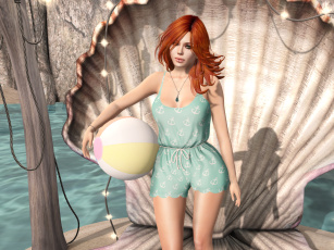 Картинка 3д+графика люди+ people фон рыжая взгляд девушка