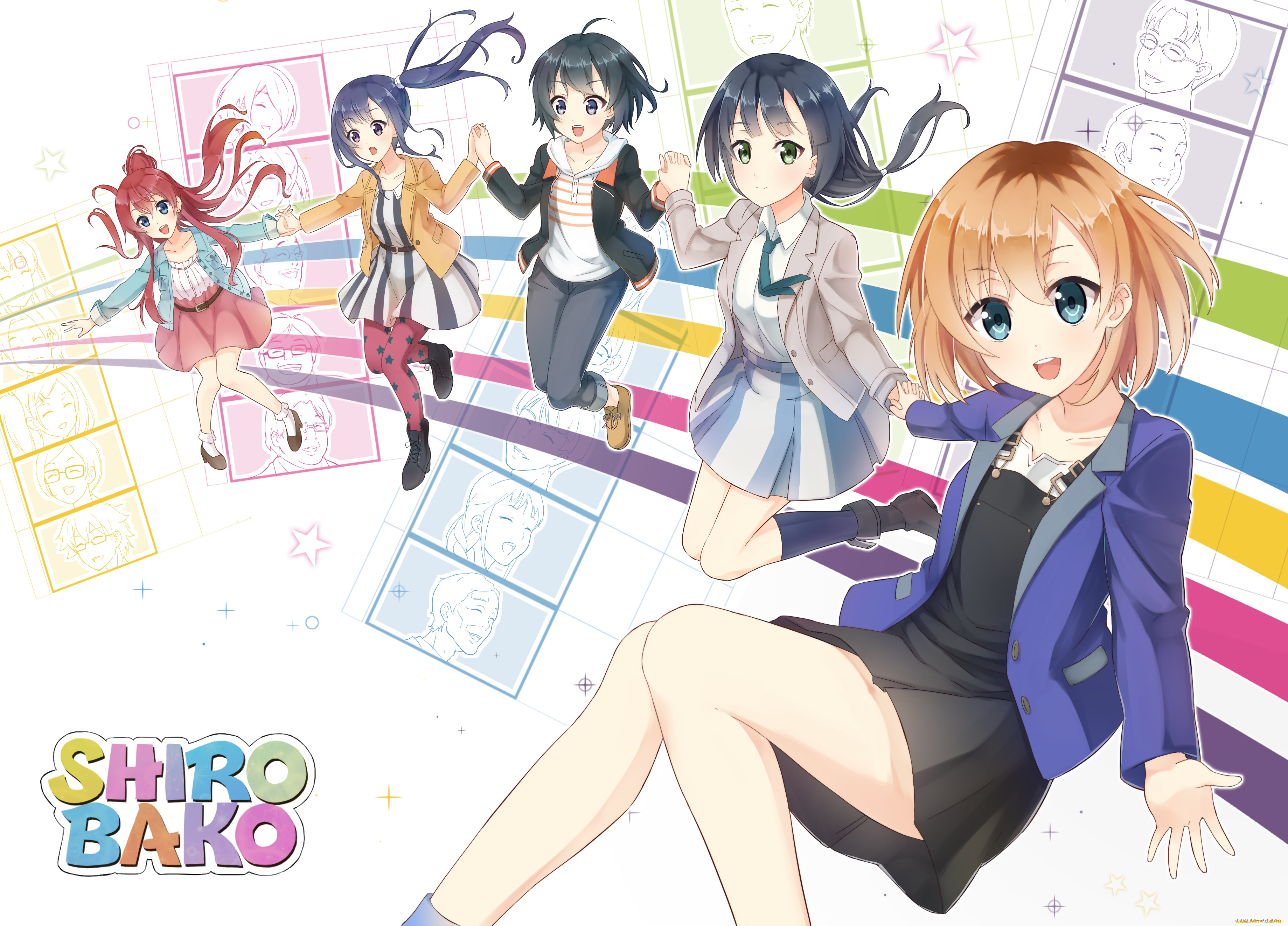 shirobako, аниме, unknown, , другое, shizuka, aoi, sakaki, midori, miyamori, imai, ema, yasuhara, toudou, misa