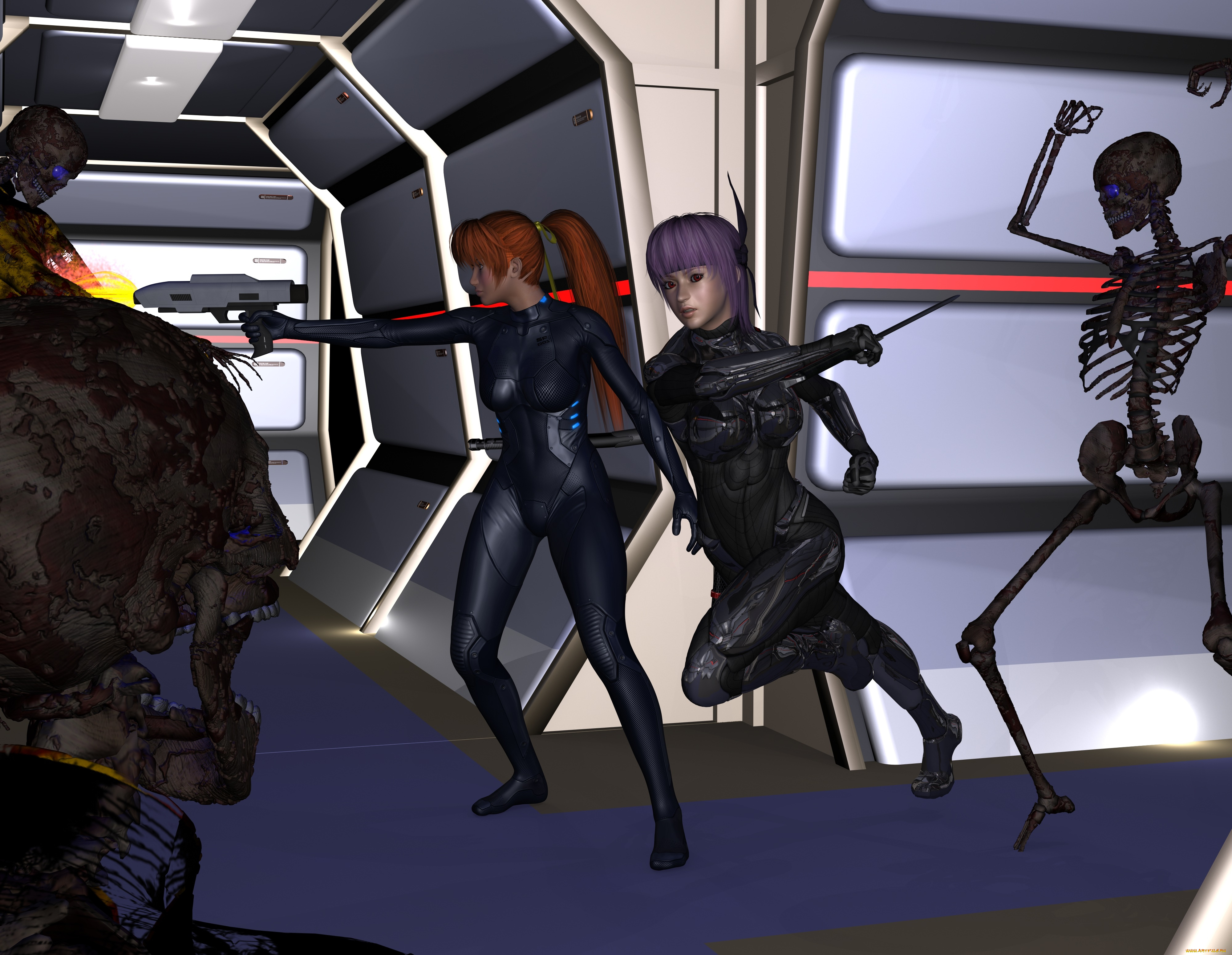 3д, графика, фантазия, , fantasy, оружие, фон, взгляд, девушки