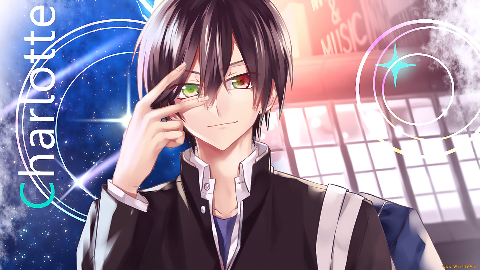 аниме, charlotte, парень, взгляд, фон