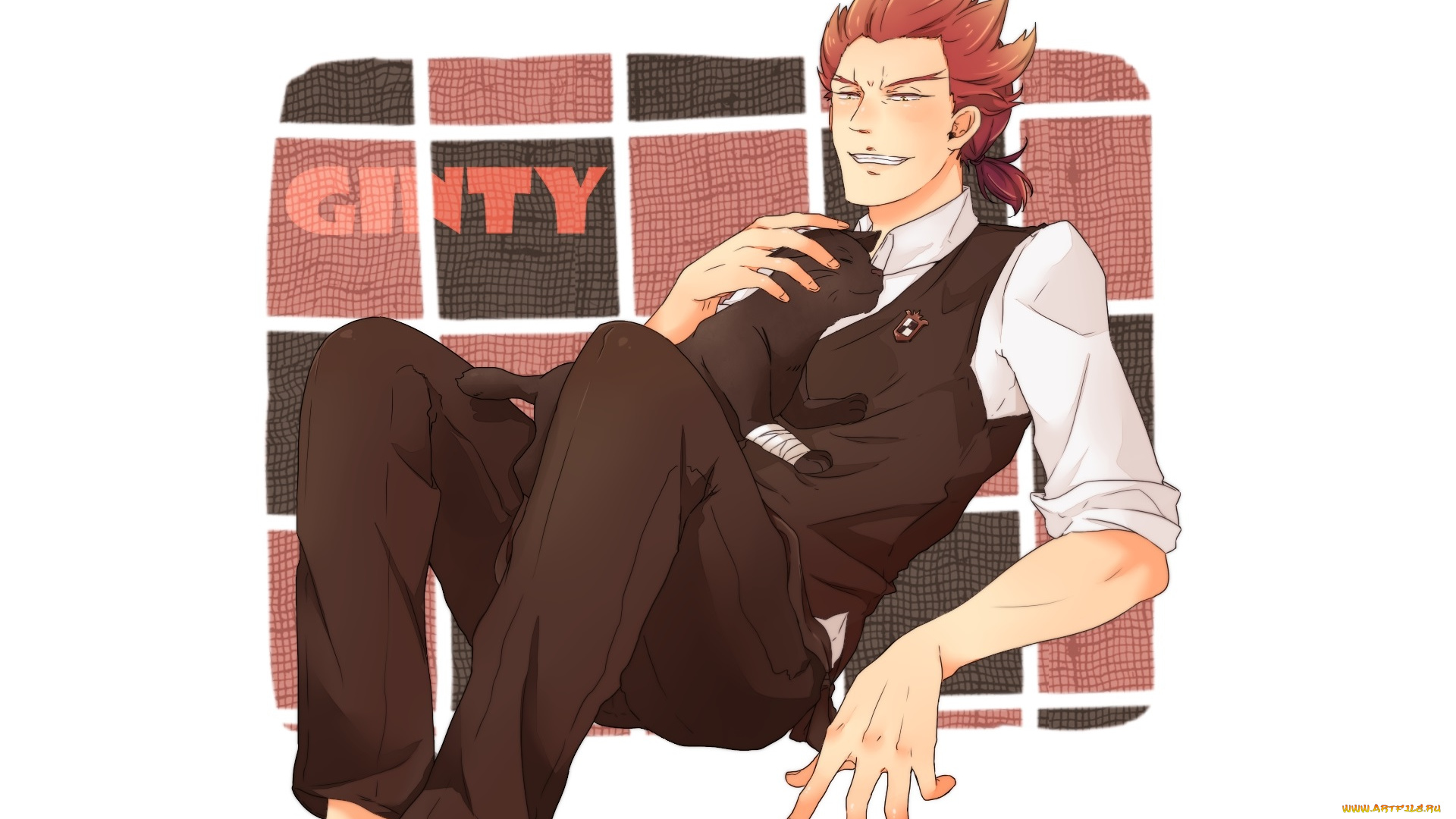 аниме, death, parade, парень, кот