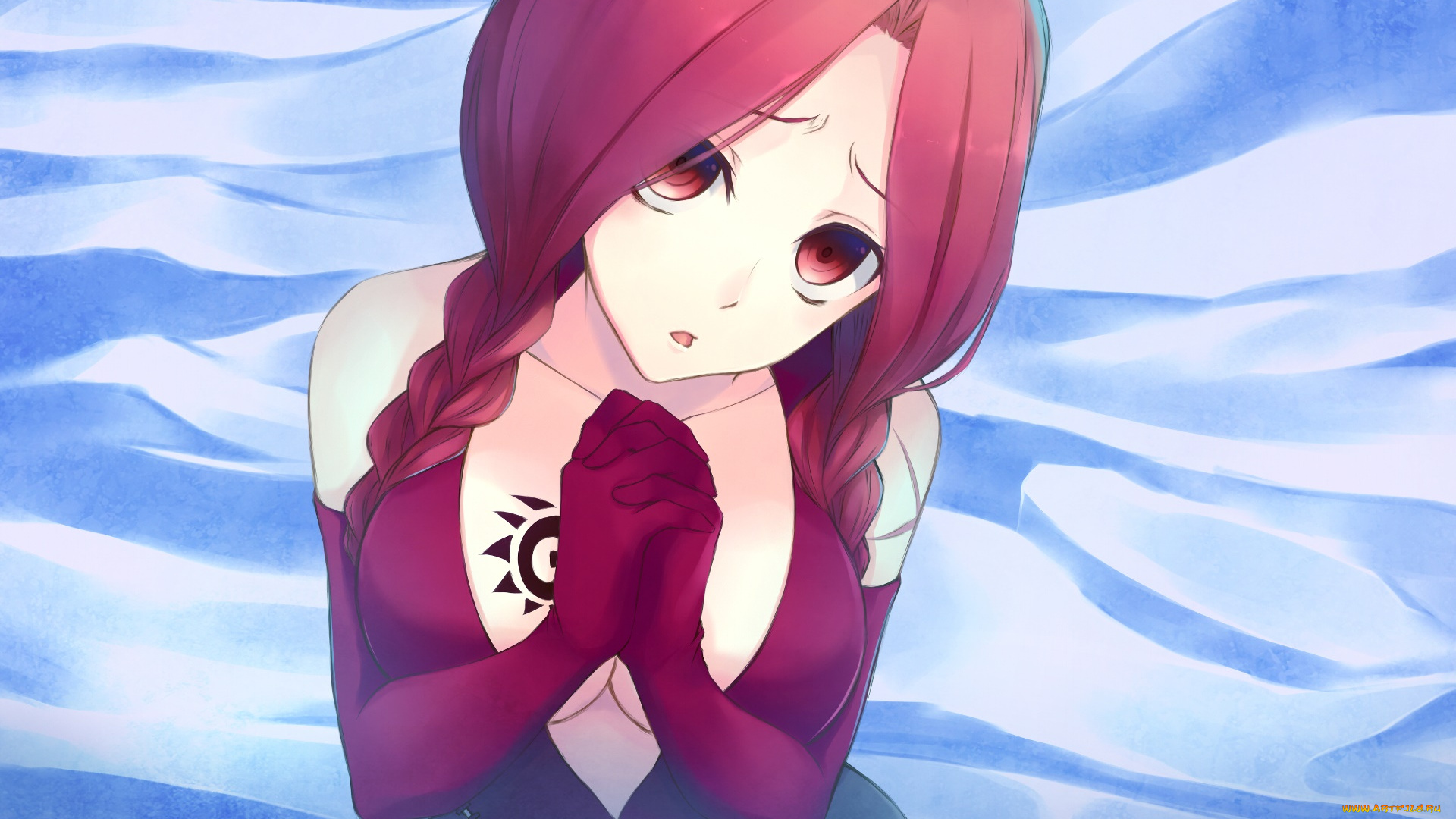 аниме, fairy, tail, девушка, взгляд, фон