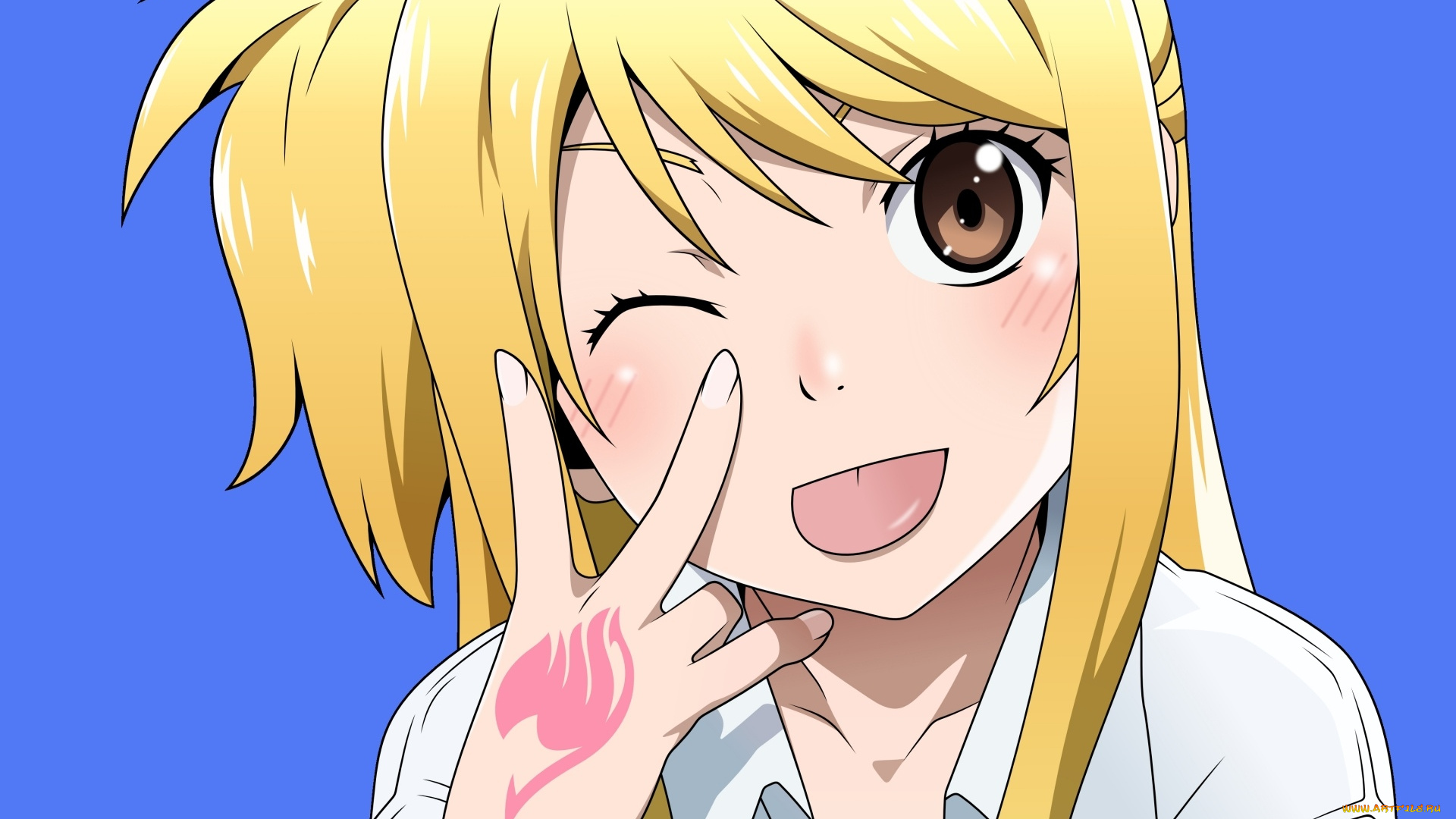 аниме, fairy, tail, девушка, взгляд, фон