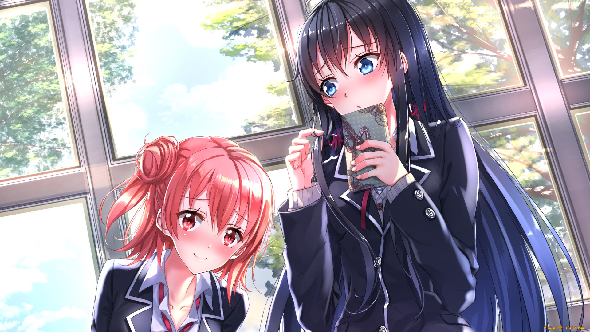 аниме, oregairu, фон, взгляд, девушка