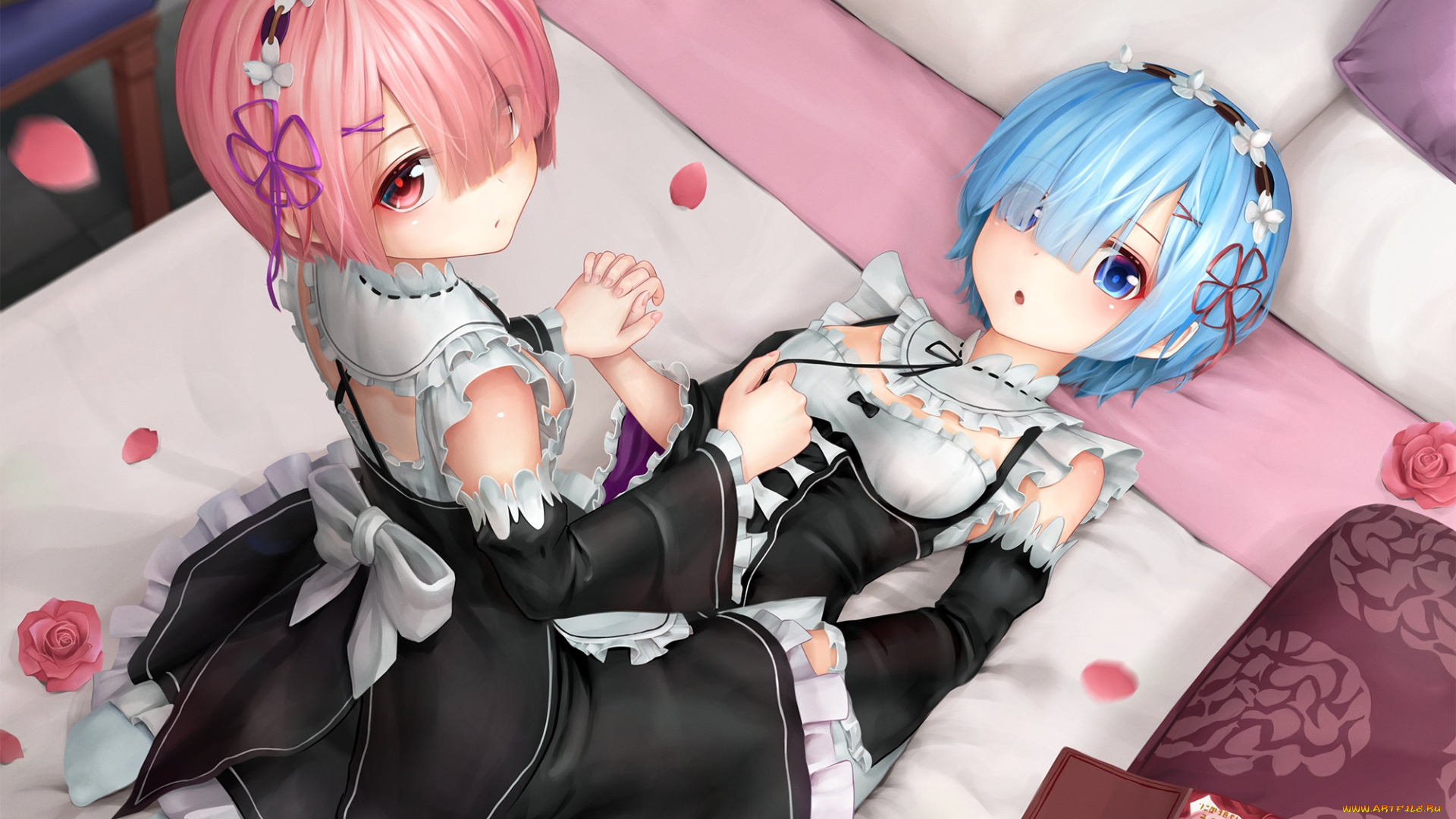 аниме, re, , zero, kara, hajimeru, isekai, seikatsu, рем, рам