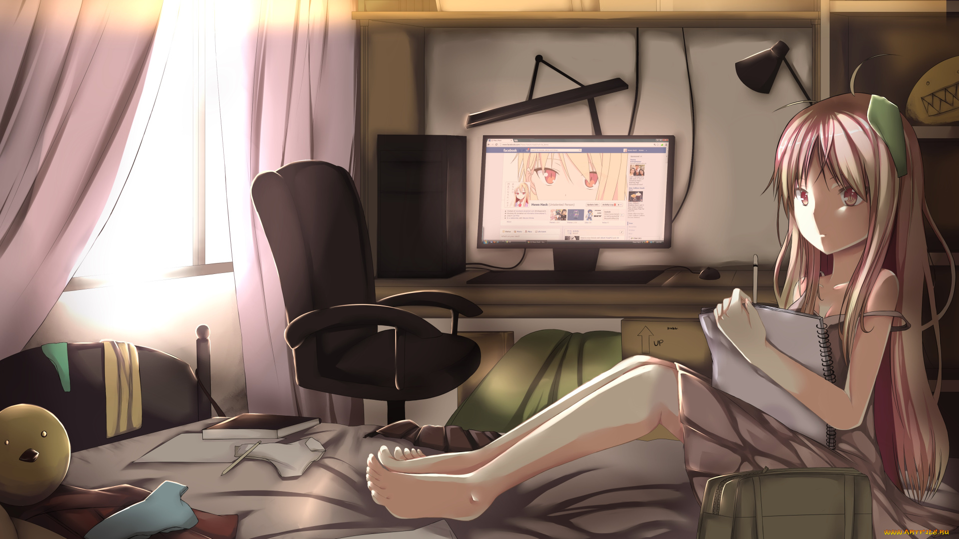 аниме, sakurasou, no, pet, na, kanojo, девушка, взгляд, фон