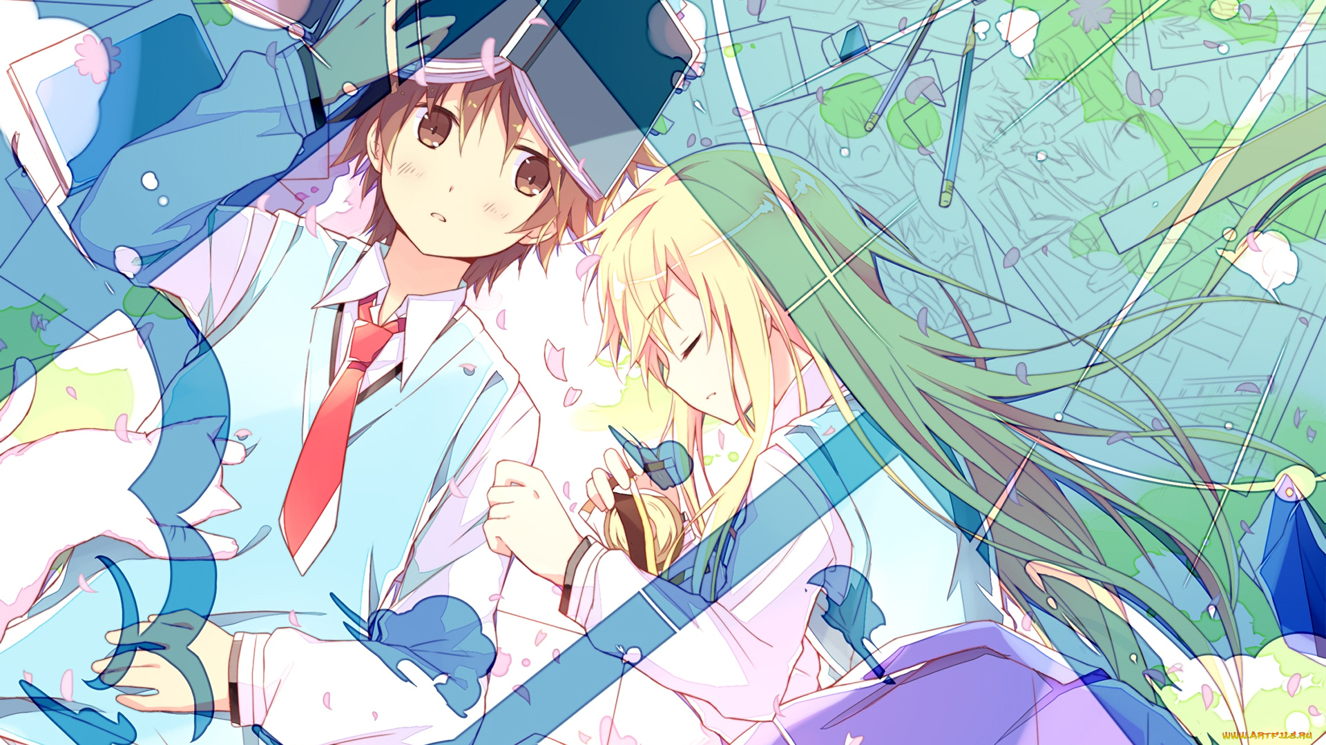 аниме, sakurasou, no, pet, na, kanojo, девушка, взгляд, фон