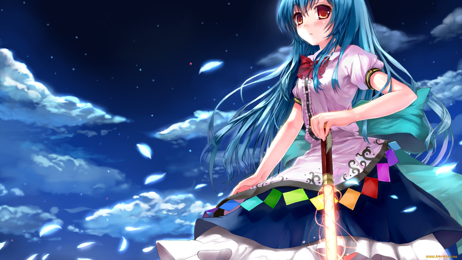 аниме, touhou, девушка, взгляд, фон