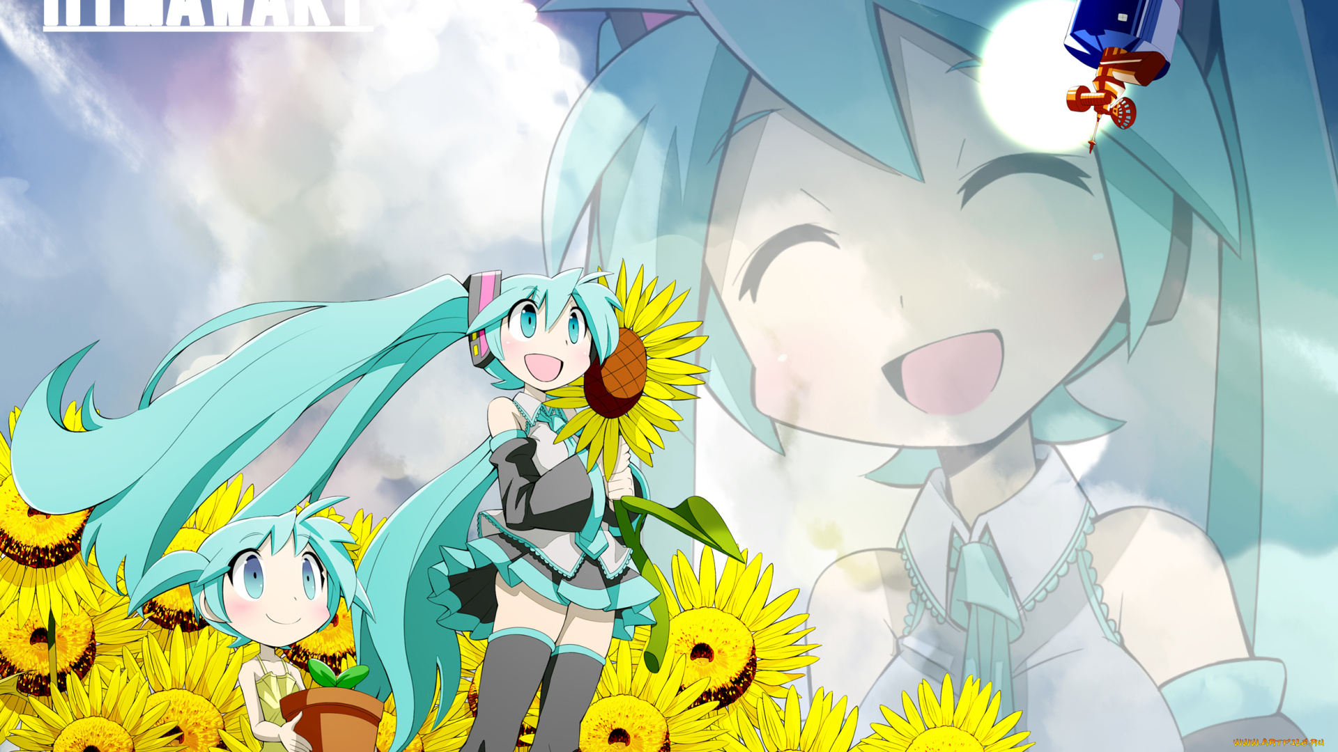 аниме, vocaloid, девушка, взгляд, фон