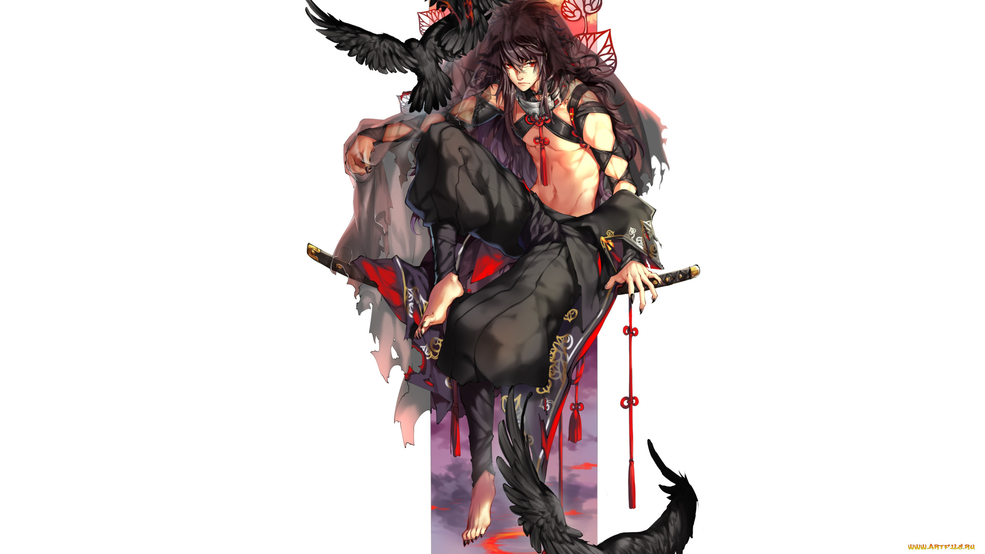 аниме, животные, , существа, демон, вороны