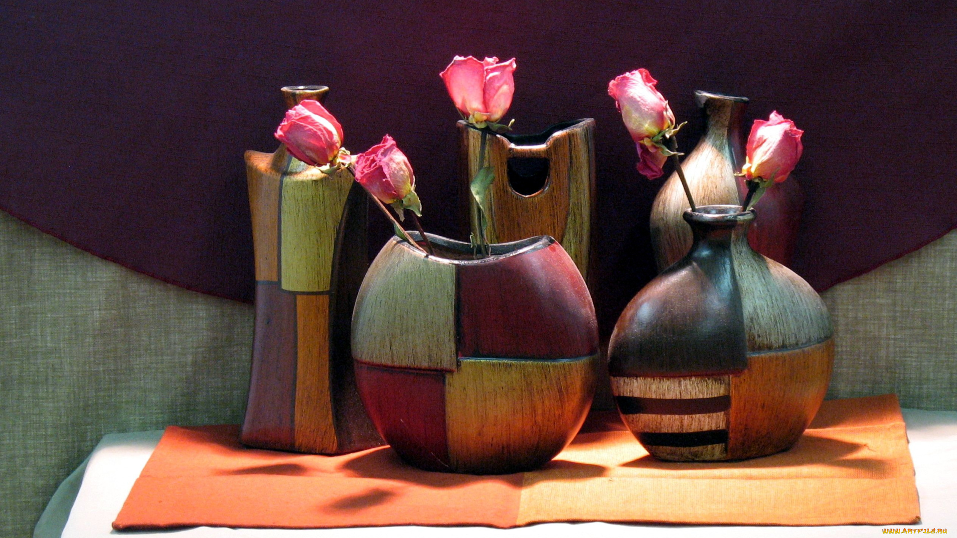 цветы, розы, вазы, бутоны