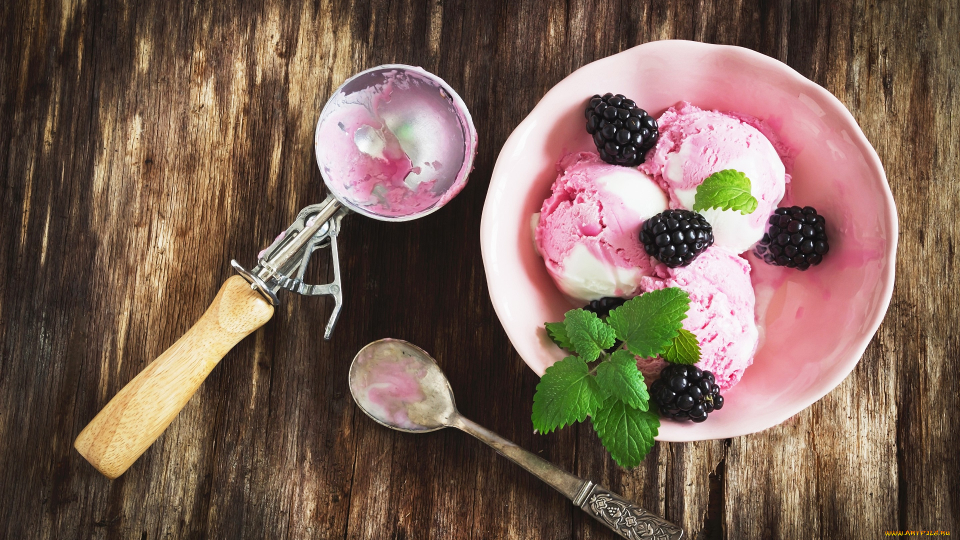 еда, мороженое, , десерты, ice, cream, sweets, ягоды, мята, ежевика, сладкое, blackberry