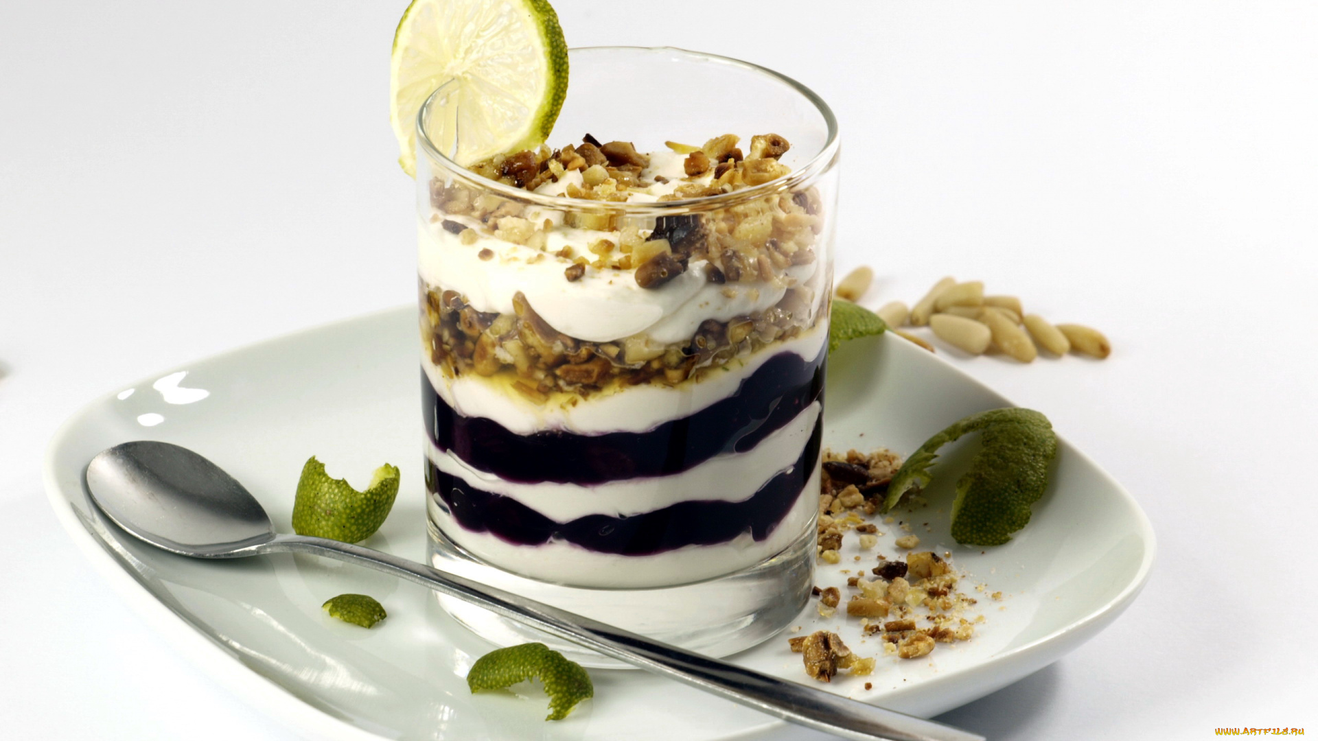 еда, мороженое, , десерты, многослойный, десерт, орехи