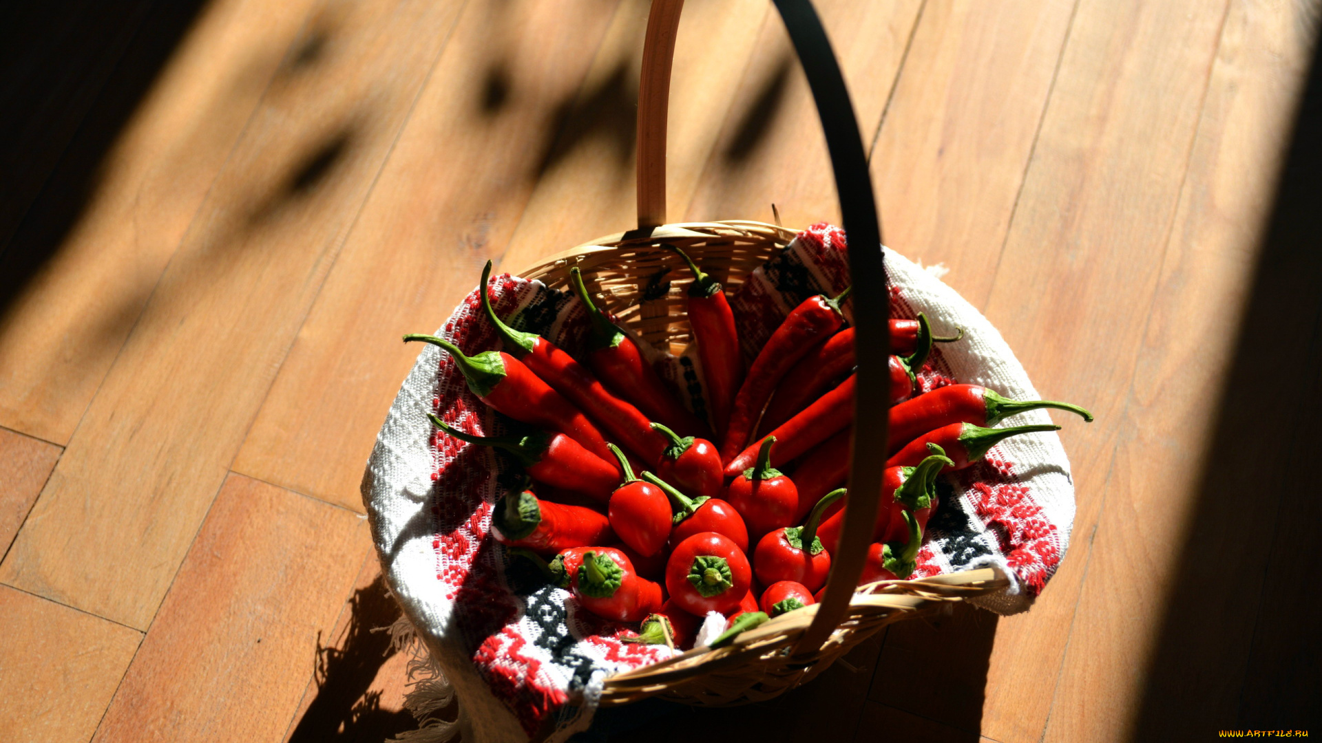 еда, перец, корзинка, острый, чили